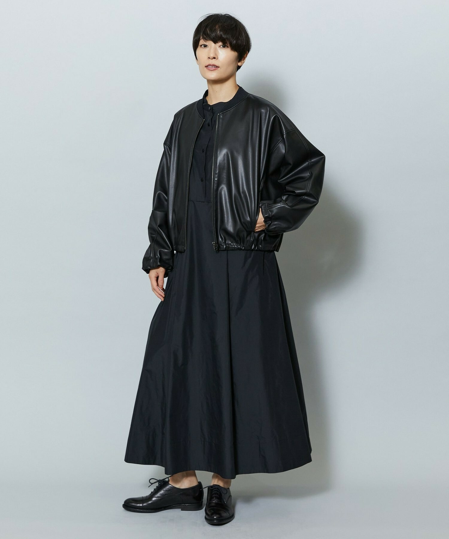 【MOGA】【Lサイズ】ソフトフェイクレザードルマンショートブルゾン 詳細画像 ダークブラウン 15