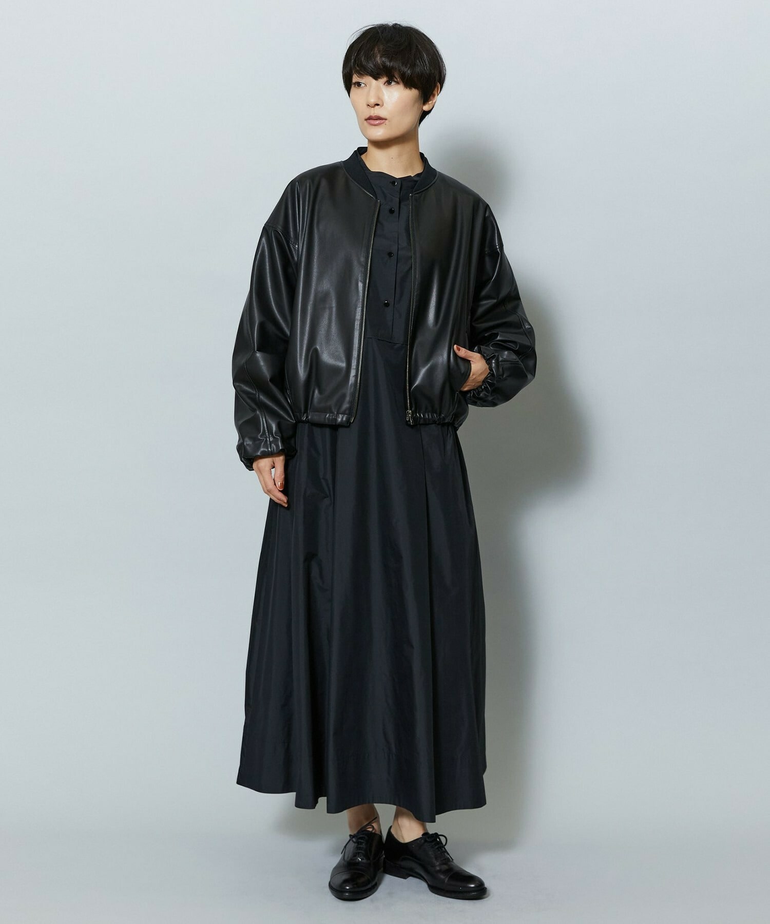 【MOGA】【Lサイズ】ソフトフェイクレザードルマンショートブルゾン 詳細画像 ダークブラウン 16