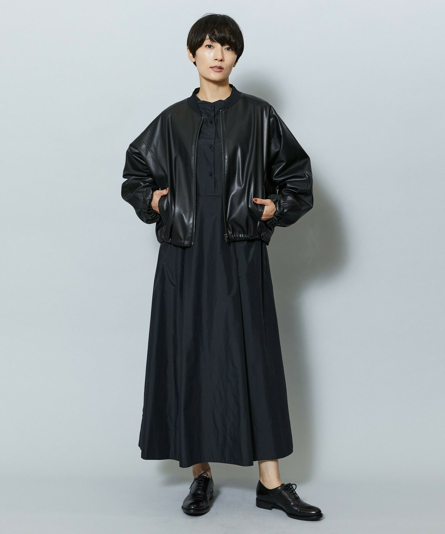 【MOGA】【Lサイズ】ソフトフェイクレザードルマンショートブルゾン 詳細画像 ダークブラウン 17