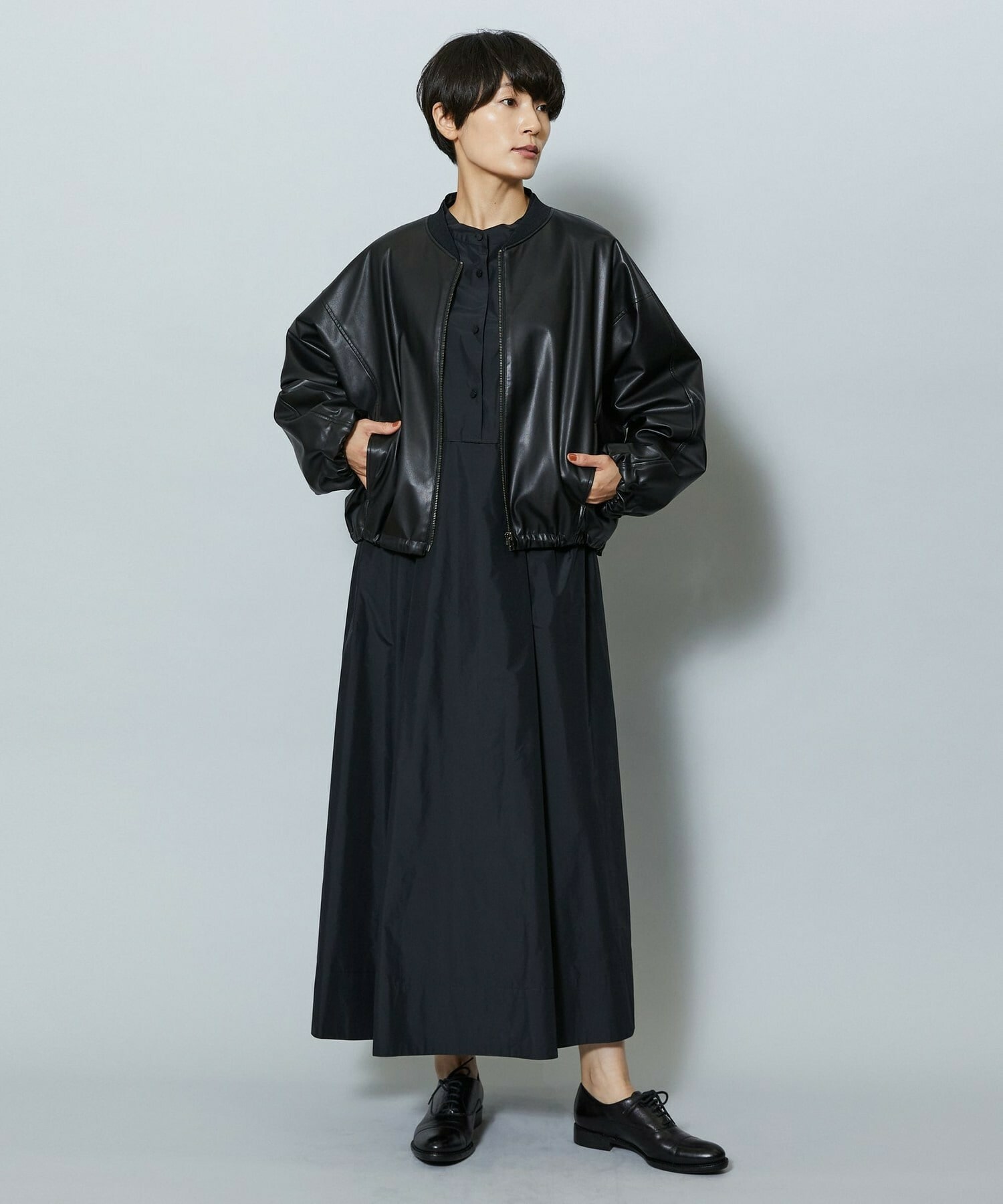 【MOGA】【Lサイズ】ソフトフェイクレザードルマンショートブルゾン 詳細画像 ダークブラウン 18