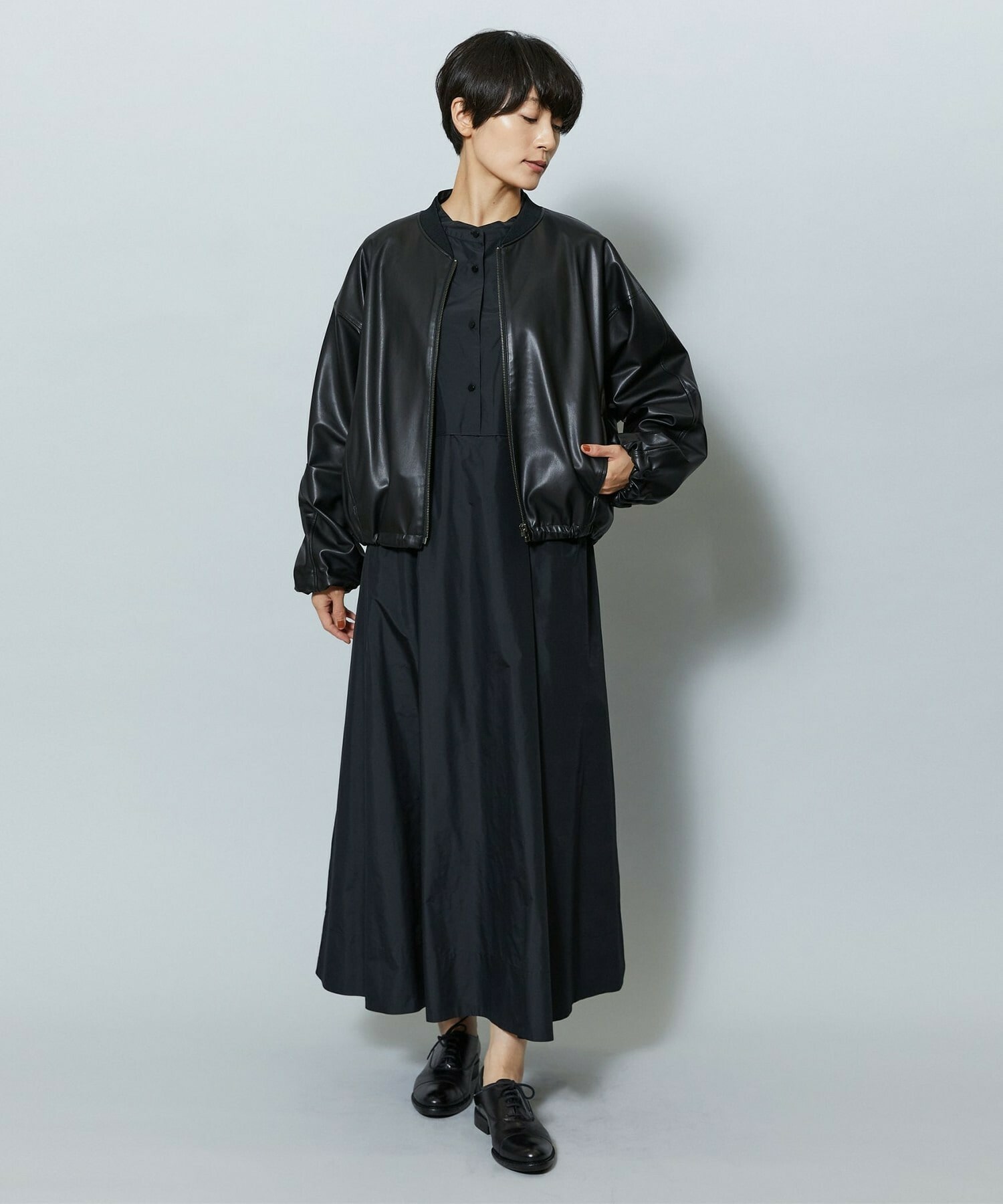 【MOGA】【Lサイズ】ソフトフェイクレザードルマンショートブルゾン 詳細画像 ダークブラウン 19