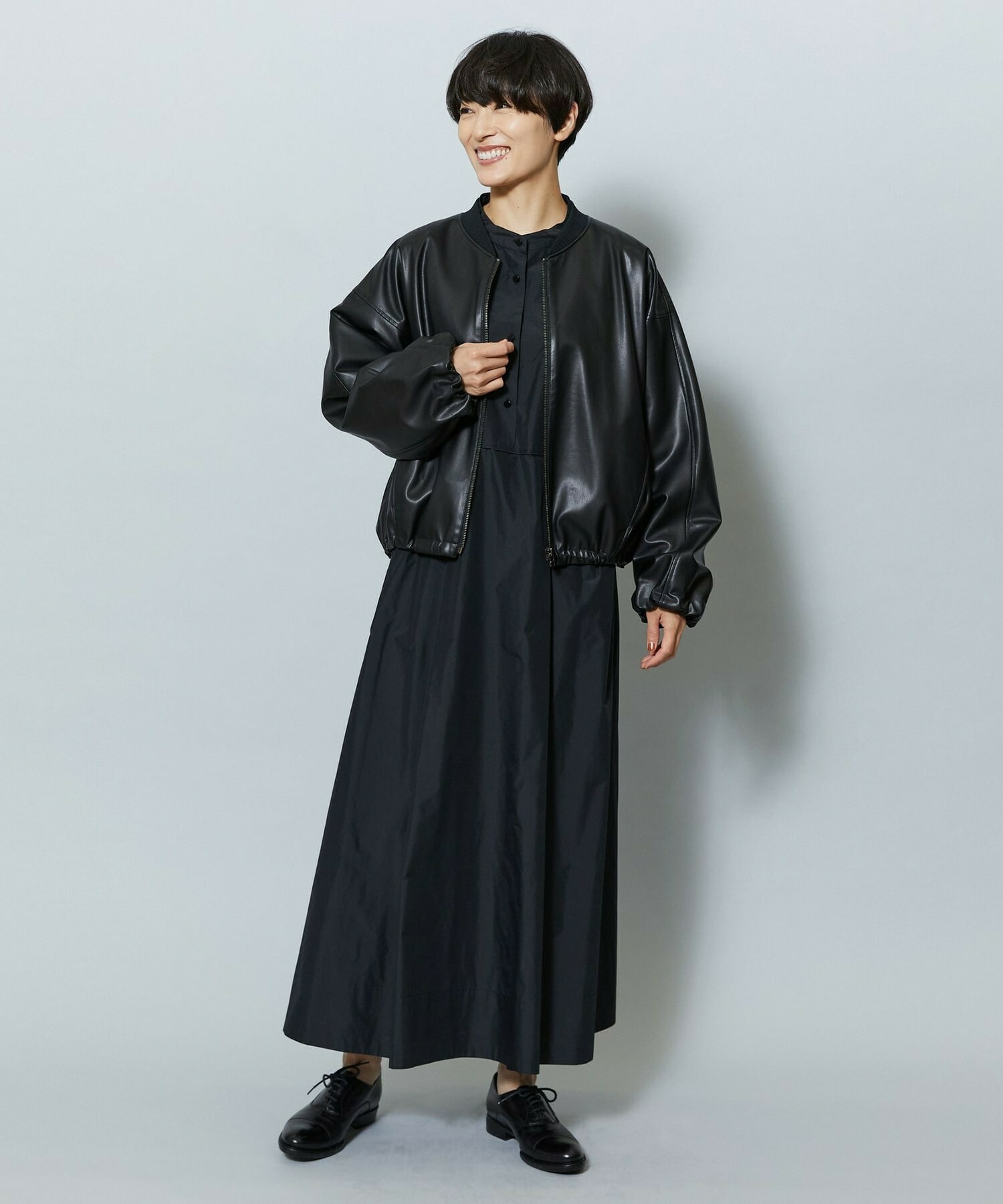 【MOGA】【Lサイズ】ソフトフェイクレザードルマンショートブルゾン 詳細画像 ダークブラウン 21