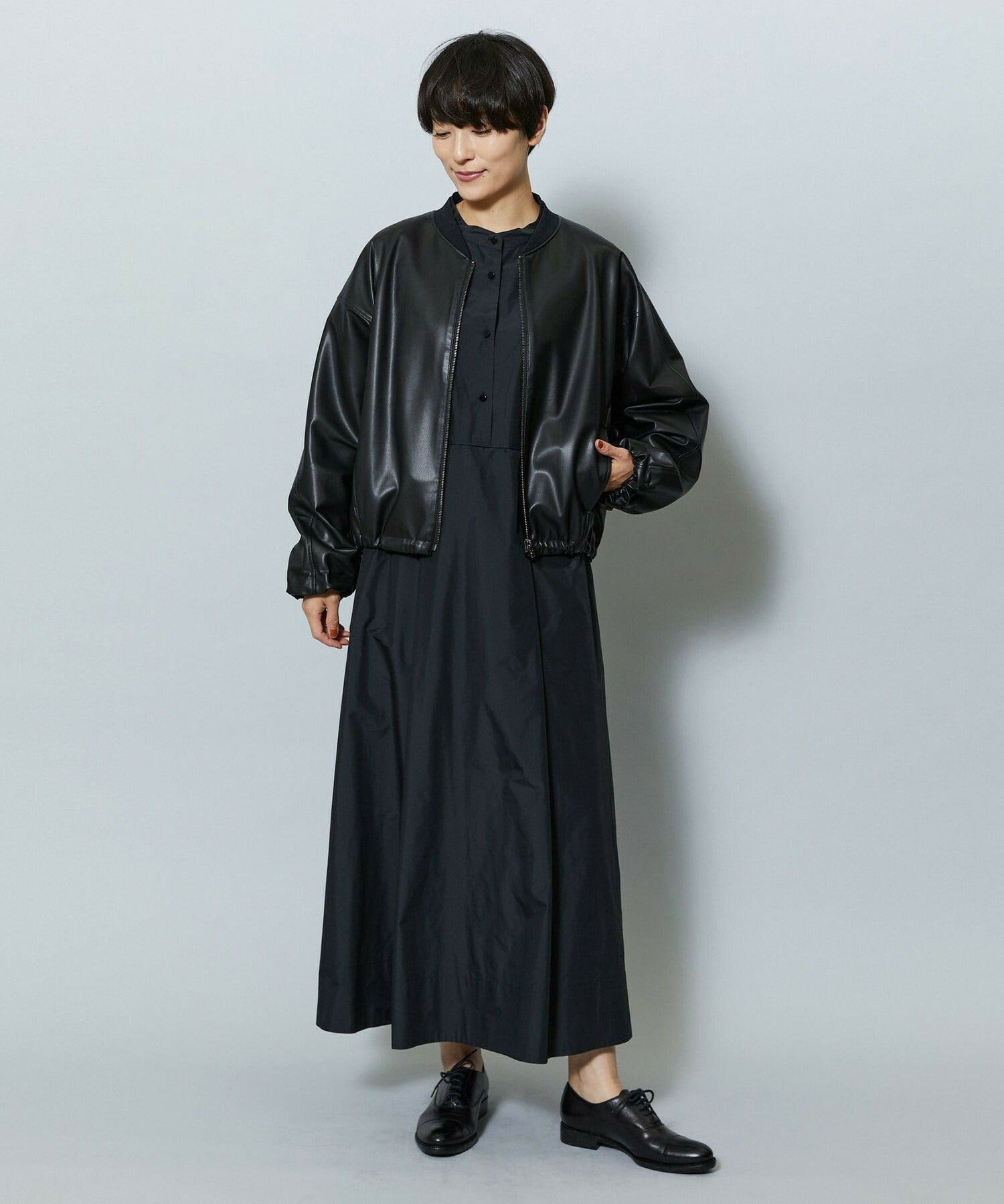 【MOGA】【Lサイズ】ソフトフェイクレザードルマンショートブルゾン 詳細画像 ダークブラウン 23