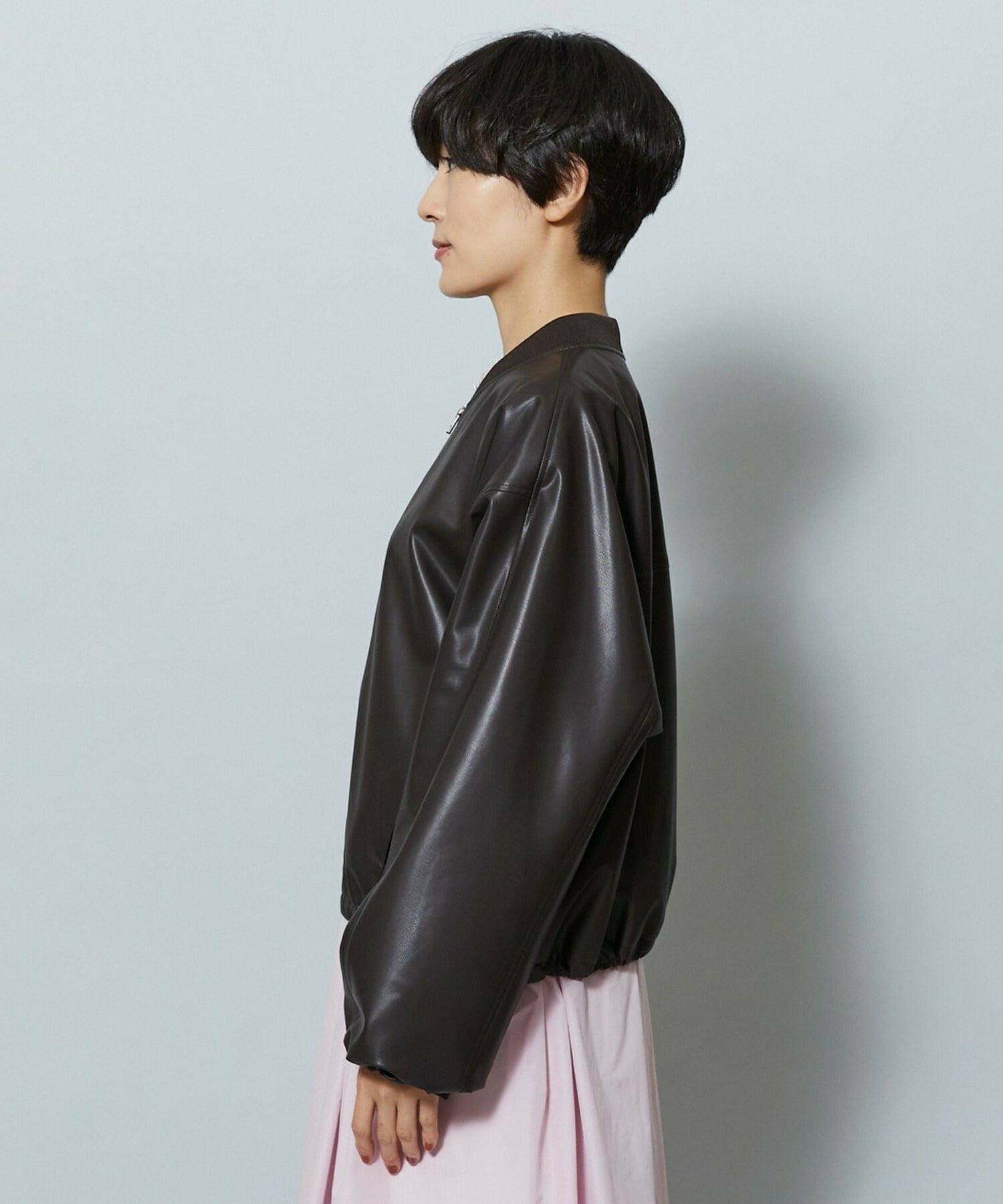 【MOGA】【Lサイズ】ソフトフェイクレザードルマンショートブルゾン 詳細画像 ダークブラウン 26