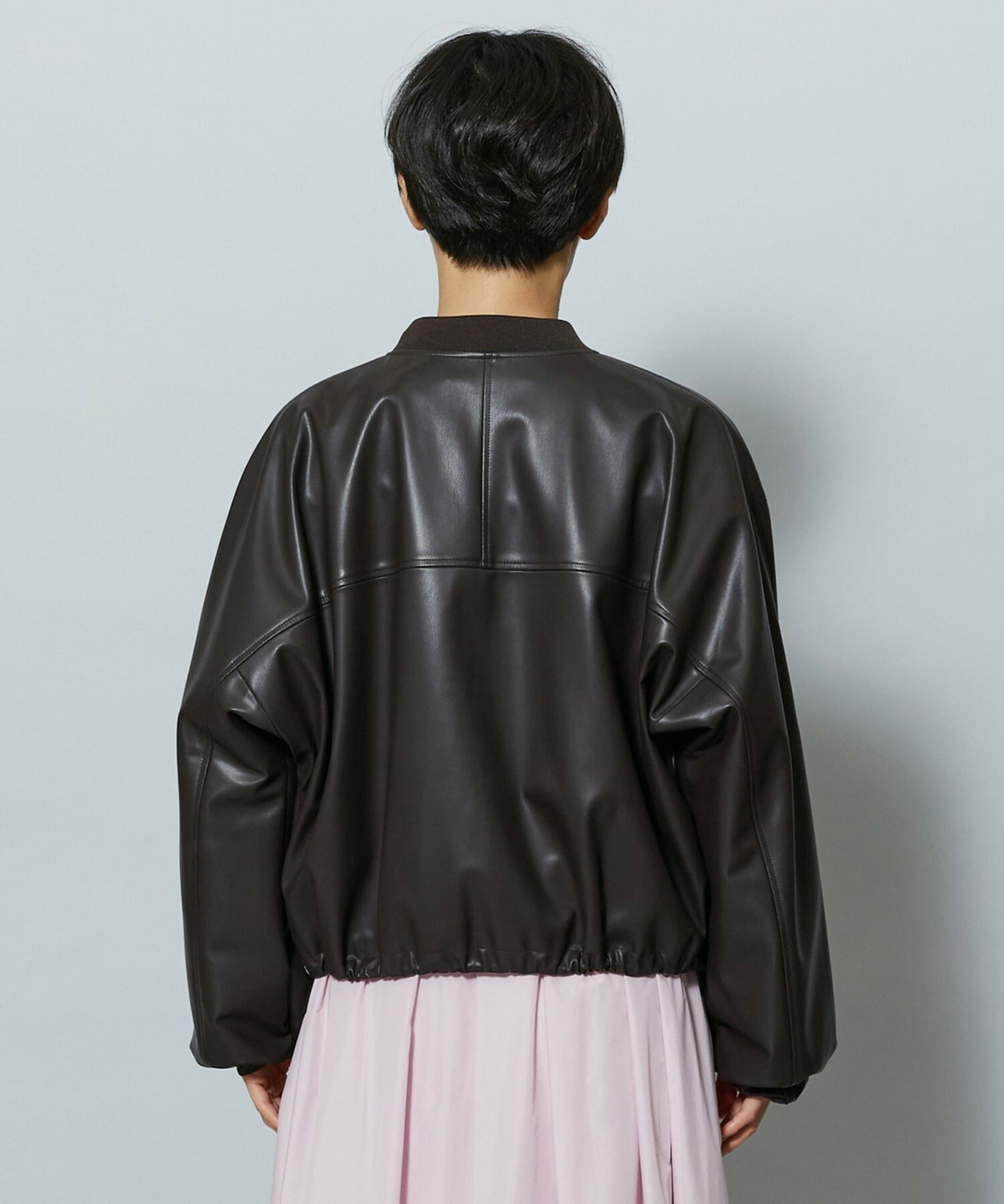 【MOGA】【Lサイズ】ソフトフェイクレザードルマンショートブルゾン 詳細画像 ダークブラウン 28