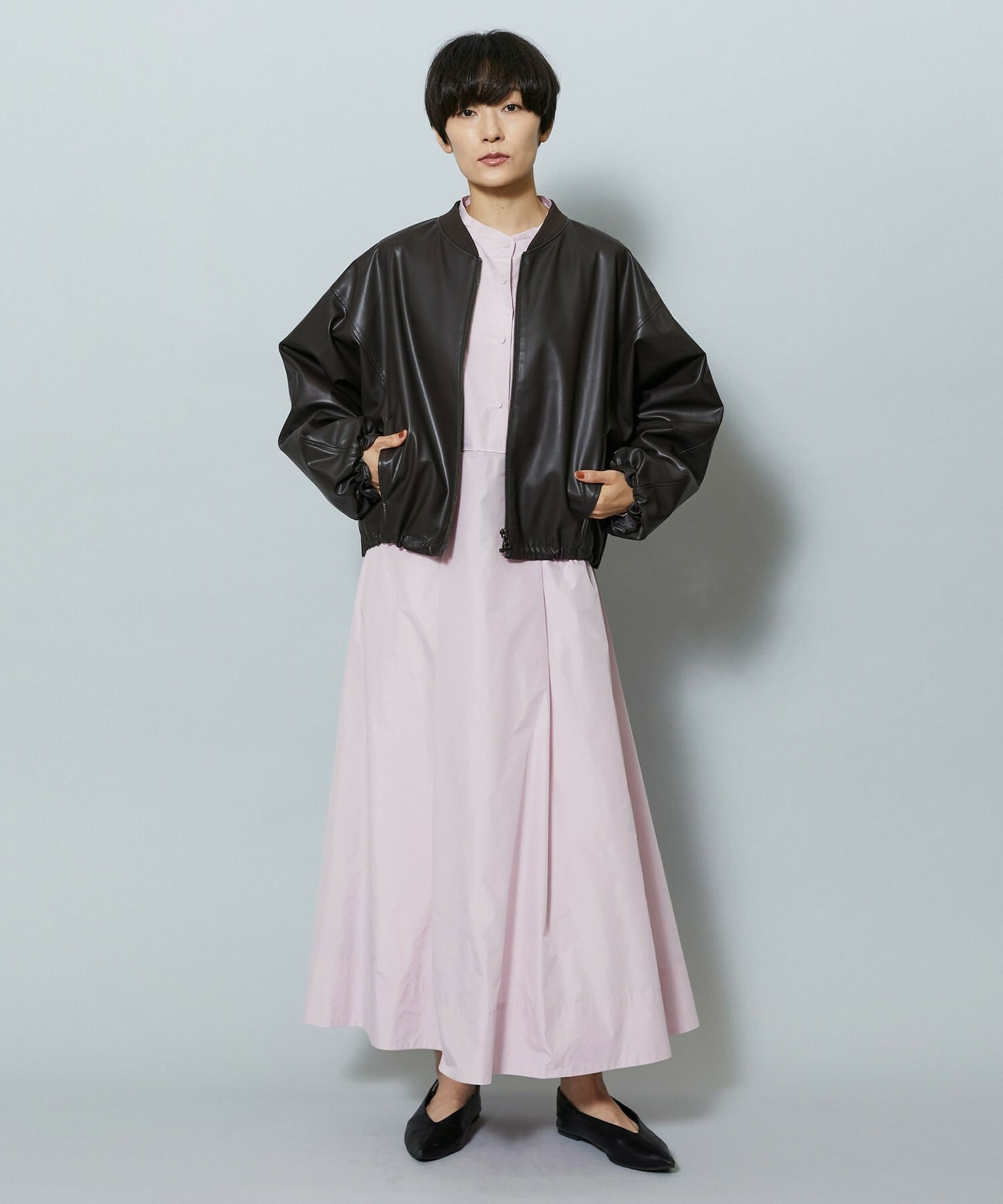 【MOGA】【Lサイズ】ソフトフェイクレザードルマンショートブルゾン 詳細画像 ダークブラウン 7