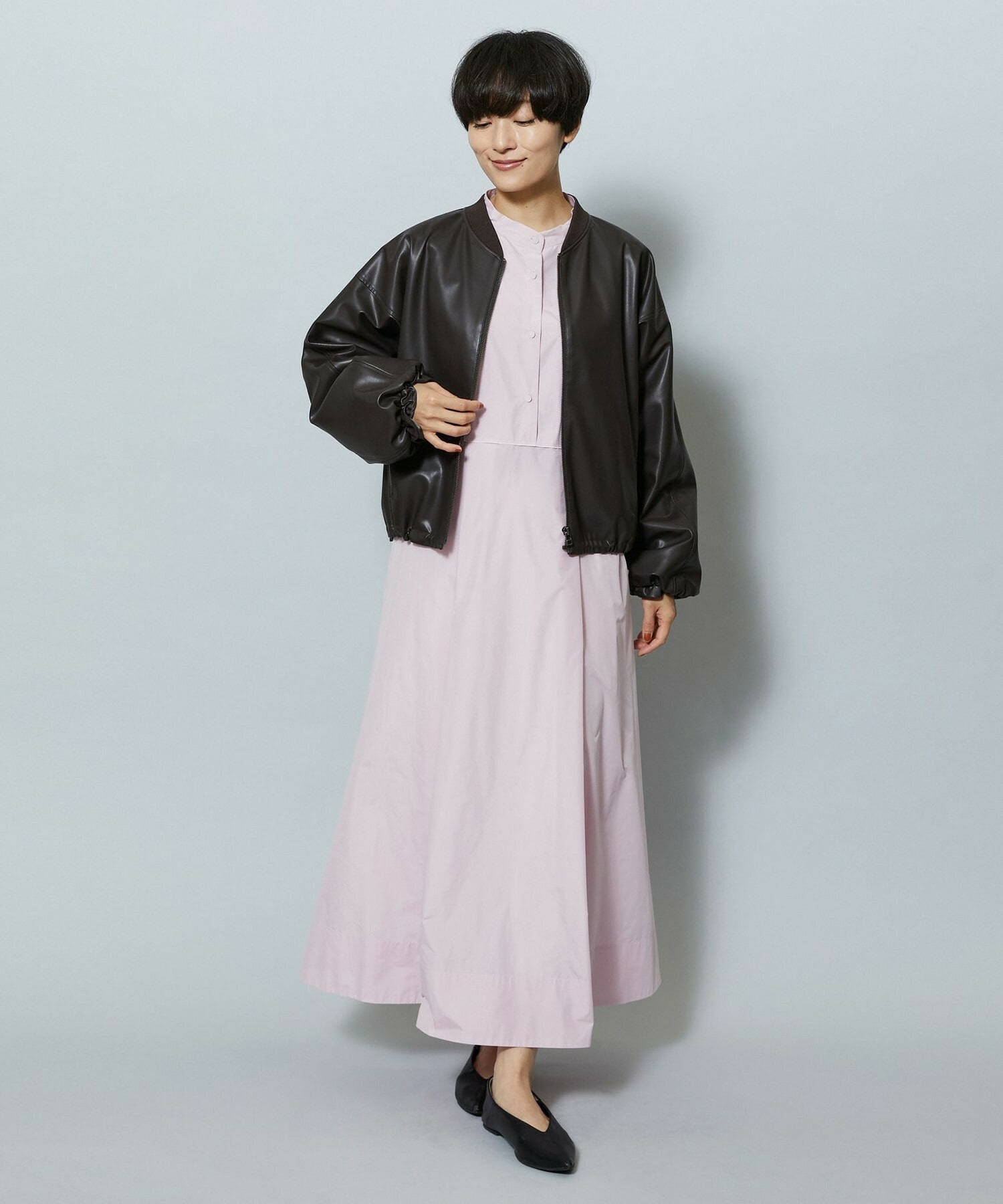 【MOGA】【Lサイズ】ソフトフェイクレザードルマンショートブルゾン 詳細画像 ダークブラウン 8