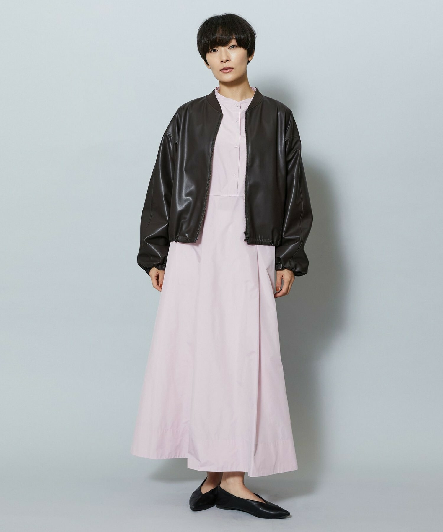 【MOGA】【Lサイズ】ソフトフェイクレザードルマンショートブルゾン 詳細画像 ダークブラウン 9