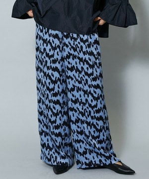 【MOGA】【Lサイズ】ベルベットサテンハンドドローイングプリントパンツ 詳細画像 サックスブルー 2