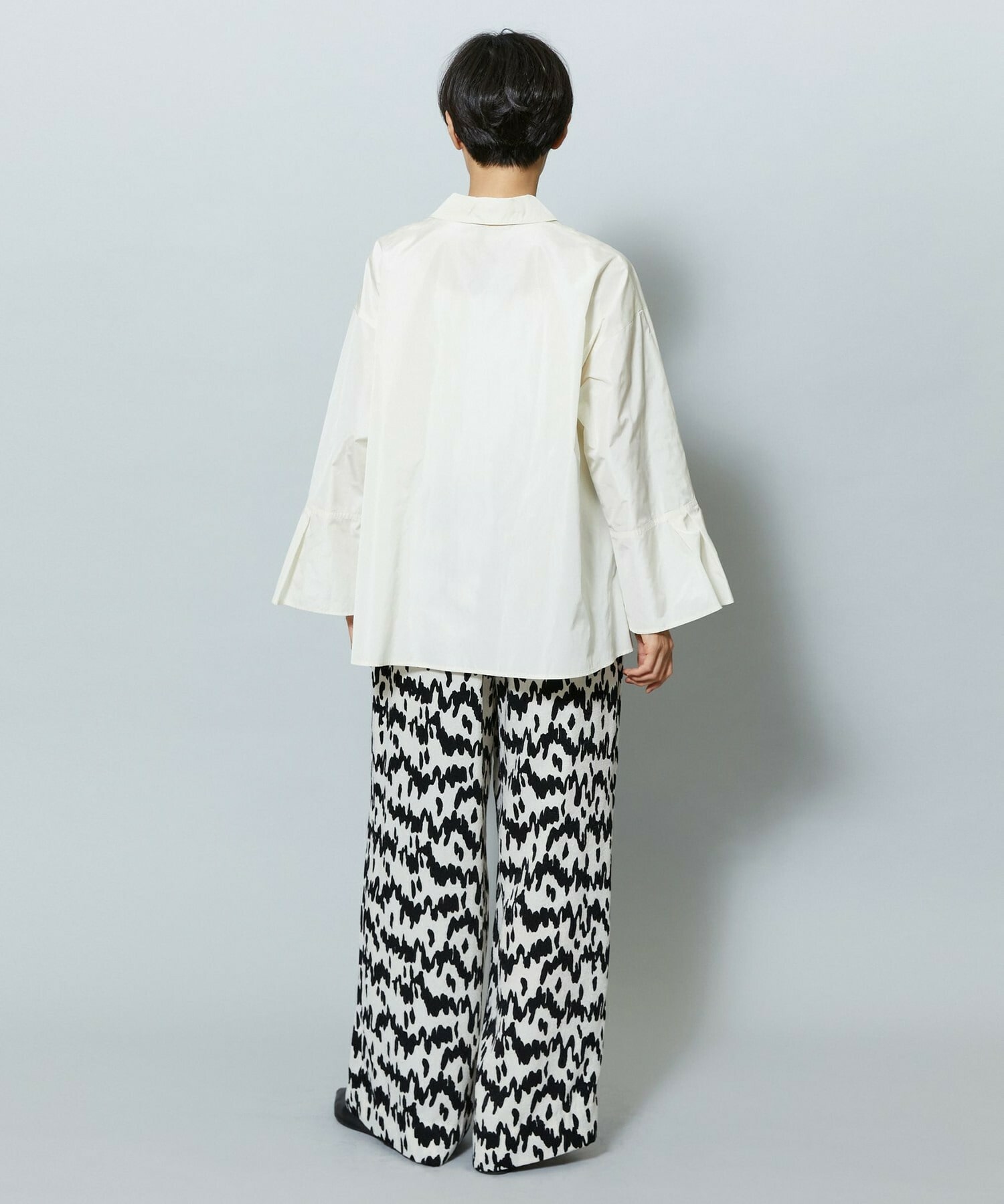 【MOGA】【Lサイズ】ベルベットサテンハンドドローイングプリントパンツ 詳細画像 オフホワイト 10