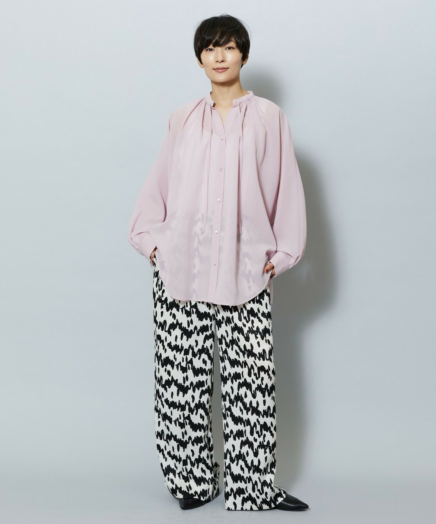 【MOGA】【Lサイズ】ベルベットサテンハンドドローイングプリントパンツ 詳細画像 オフホワイト 11