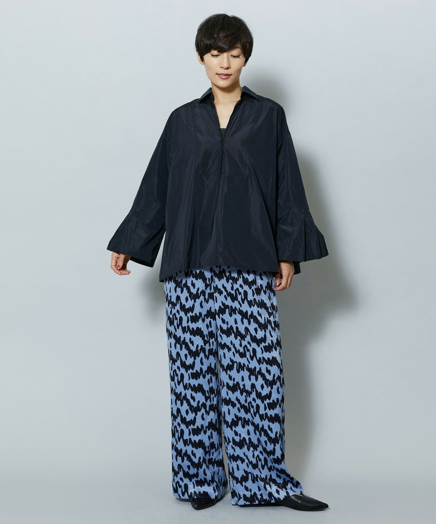 【MOGA】【Lサイズ】ベルベットサテンハンドドローイングプリントパンツ 詳細画像 オフホワイト 14