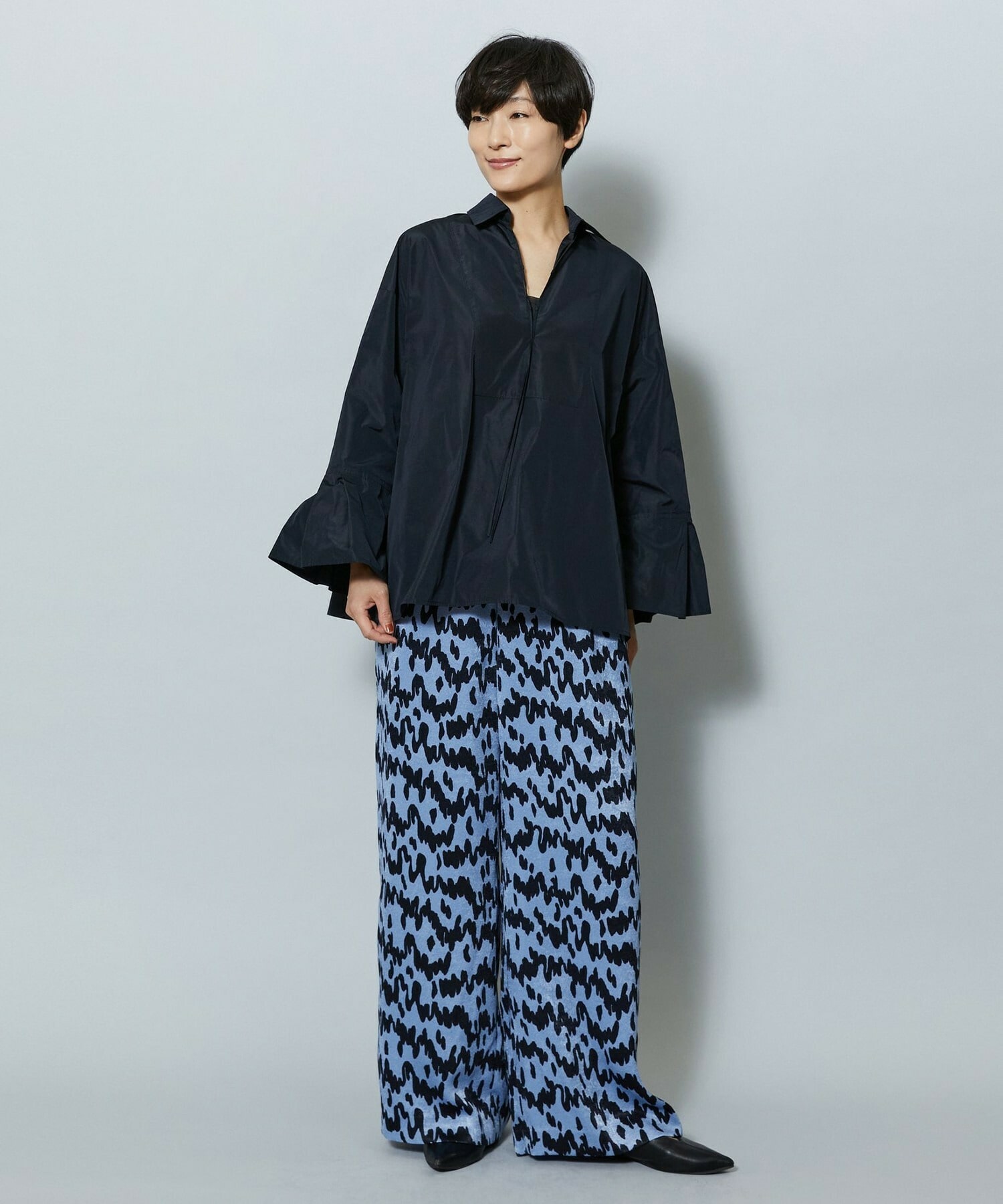 【MOGA】【Lサイズ】ベルベットサテンハンドドローイングプリントパンツ 詳細画像 オフホワイト 15