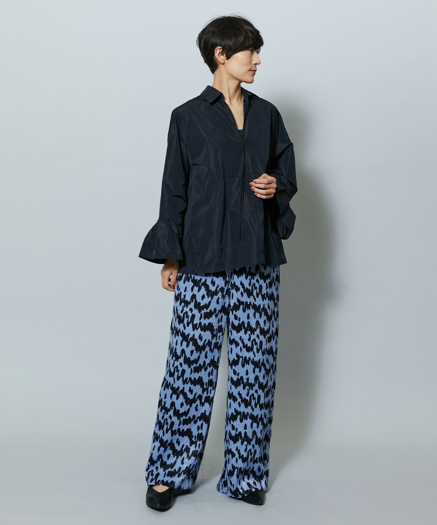 【MOGA】【Lサイズ】ベルベットサテンハンドドローイングプリントパンツ 詳細画像 オフホワイト 18