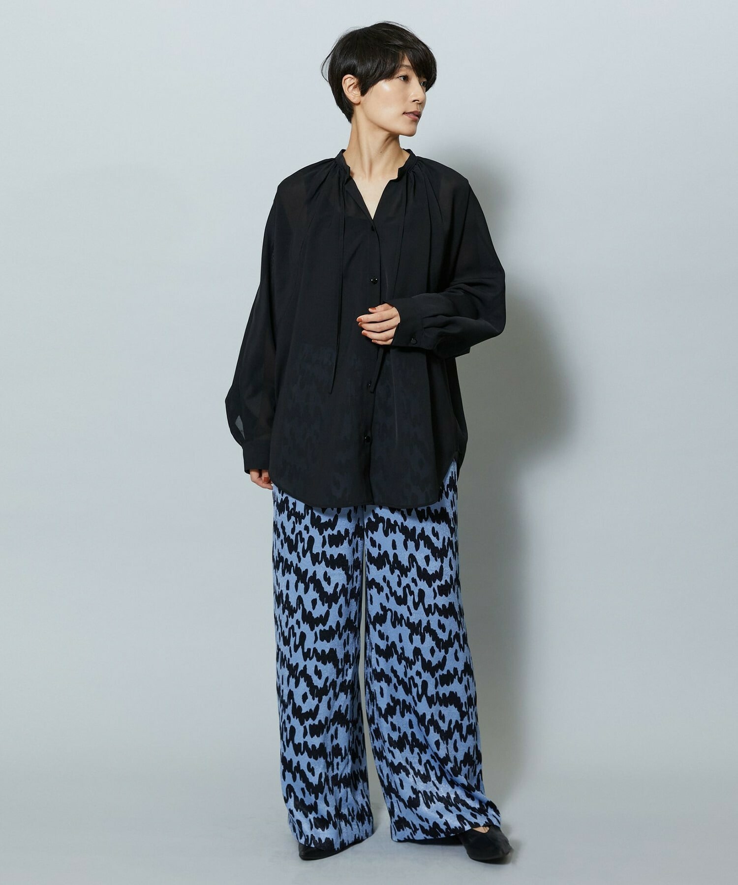 【MOGA】【Lサイズ】ベルベットサテンハンドドローイングプリントパンツ 詳細画像 オフホワイト 24