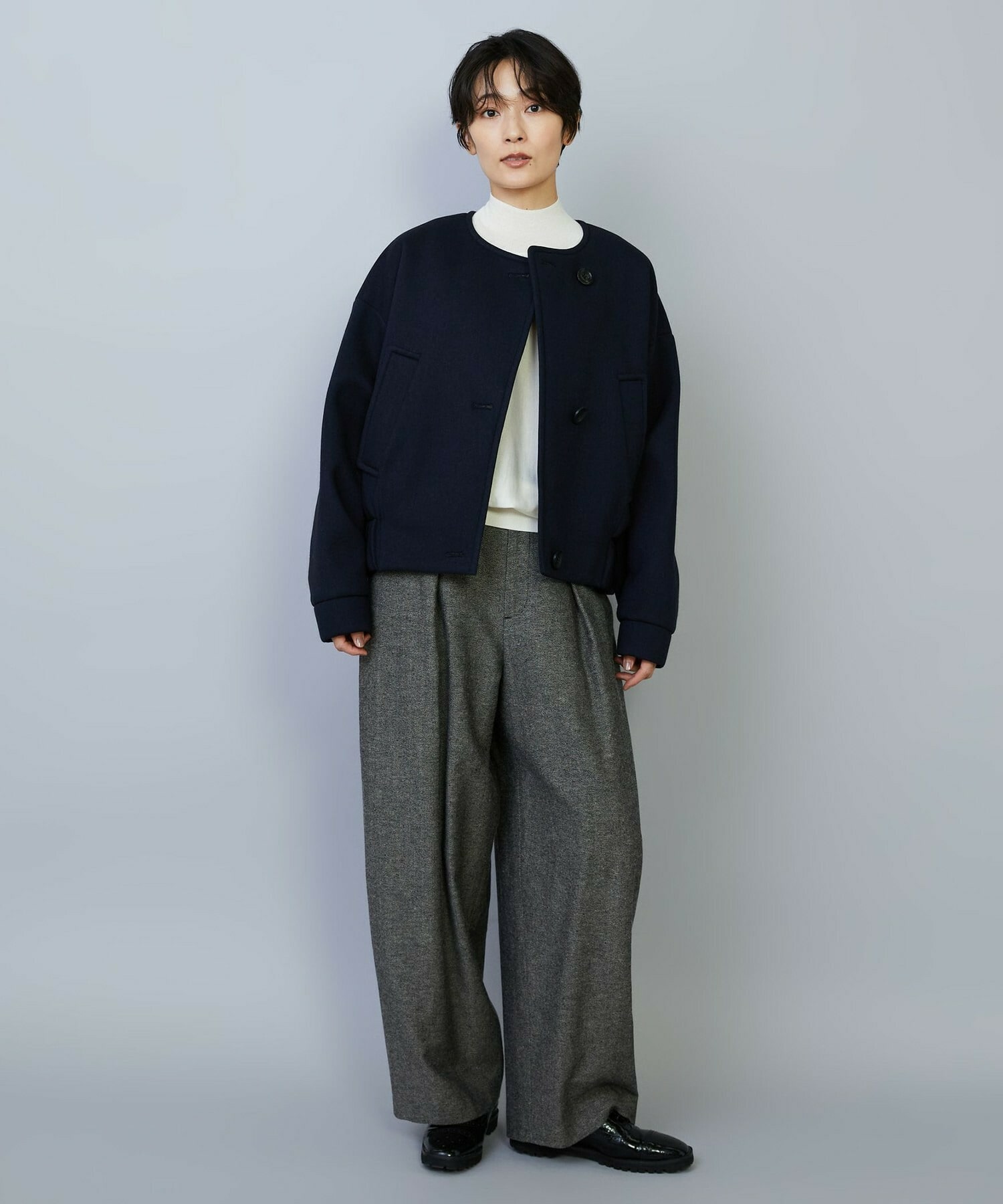 【MOGA】【Lサイズ】ウールリネンツイルバレルワイドパンツ 詳細画像 グレー 12