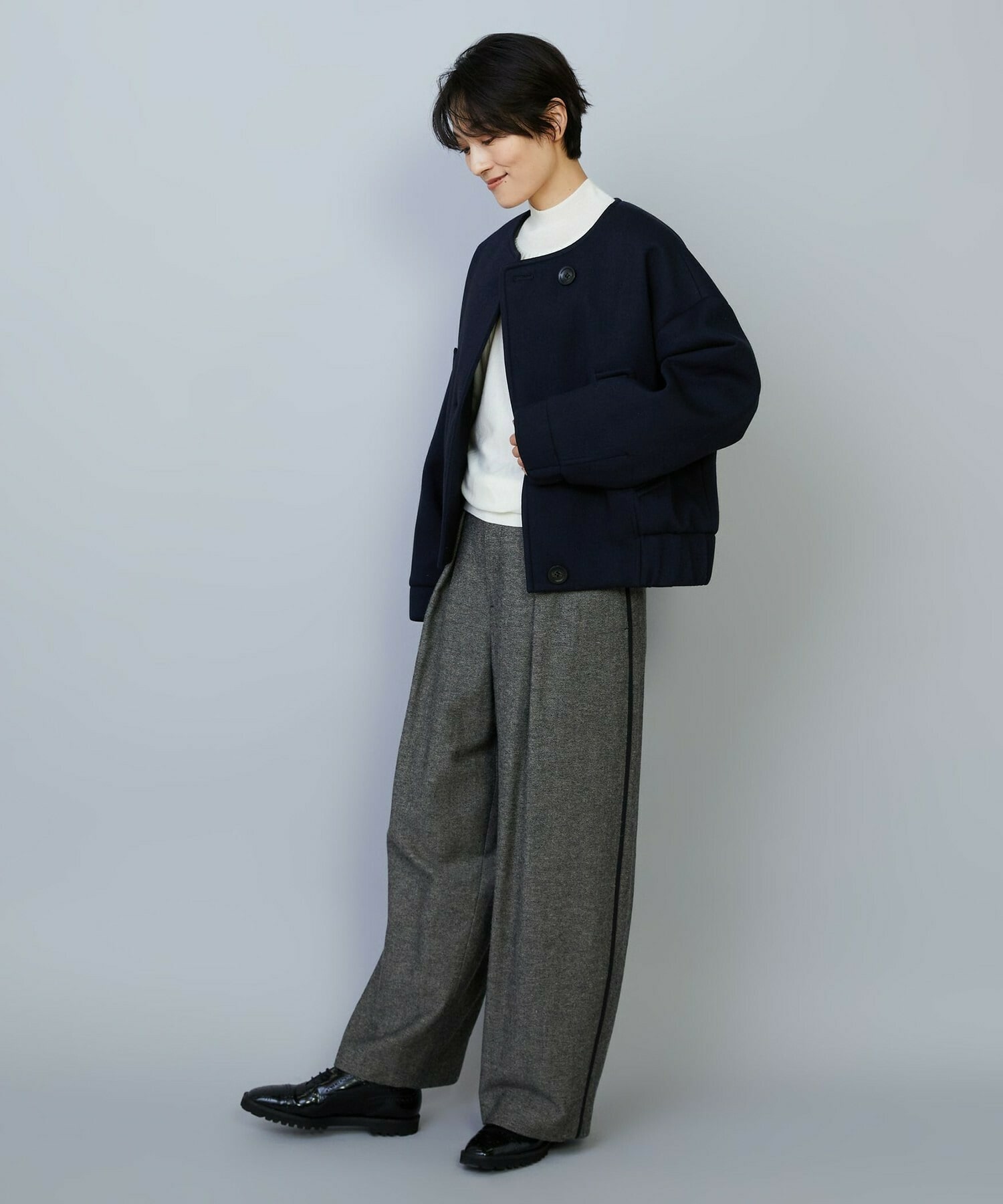 【MOGA】【Lサイズ】ウールリネンツイルバレルワイドパンツ 詳細画像 グレー 14