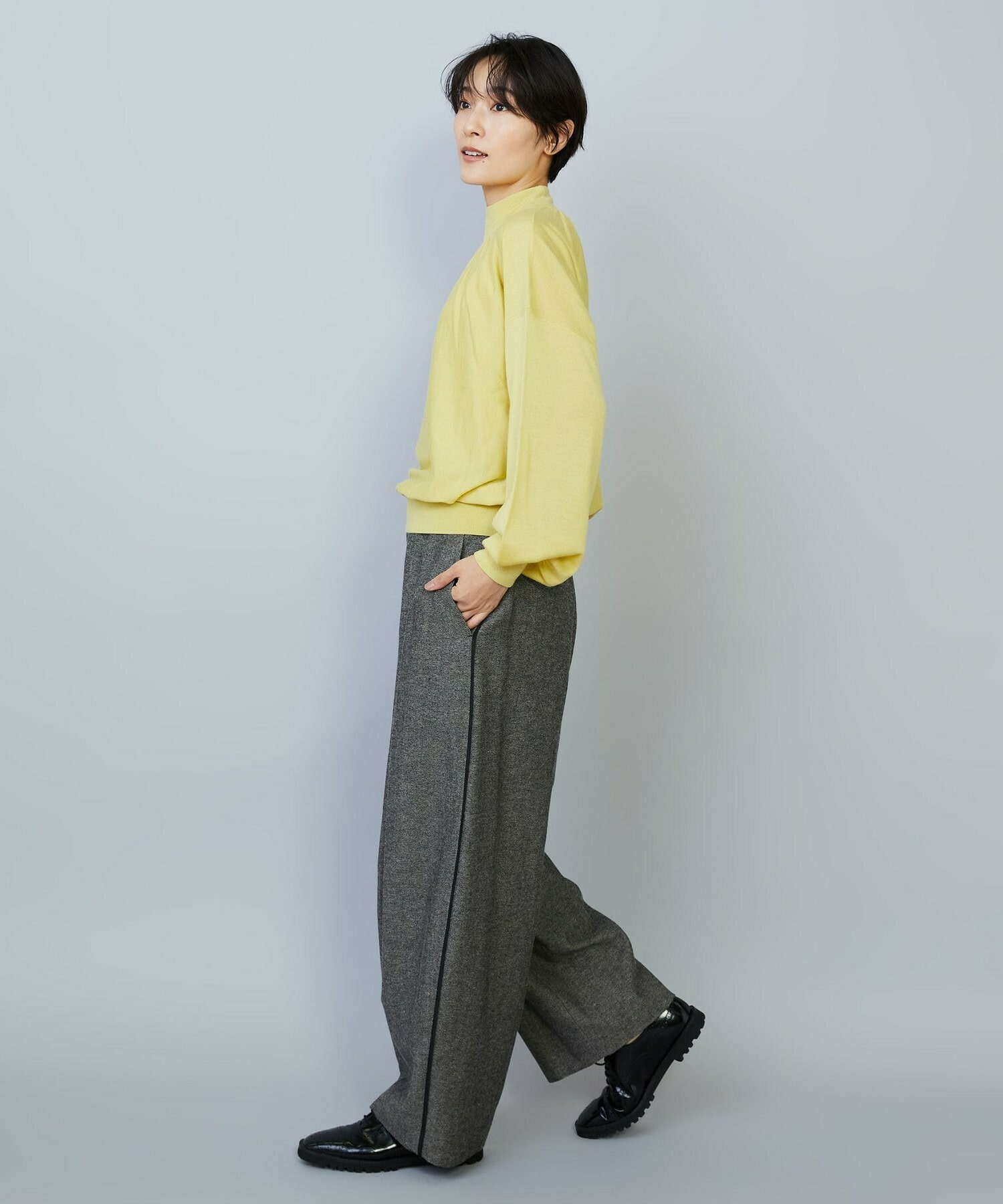 【MOGA】【Lサイズ】ウールリネンツイルバレルワイドパンツ 詳細画像 グレー 17