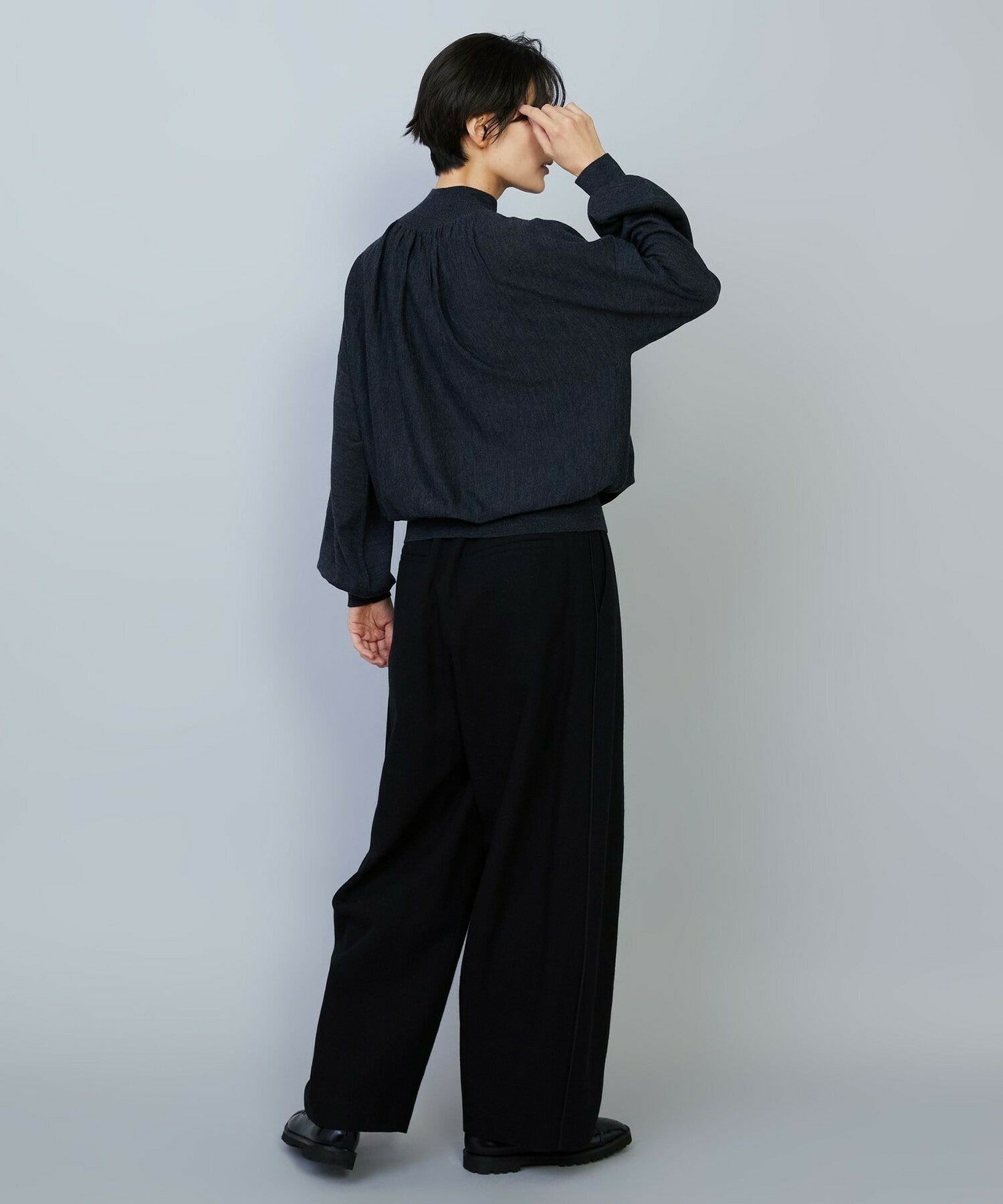 【MOGA】【Lサイズ】ウールリネンツイルバレルワイドパンツ 詳細画像 グレー 4