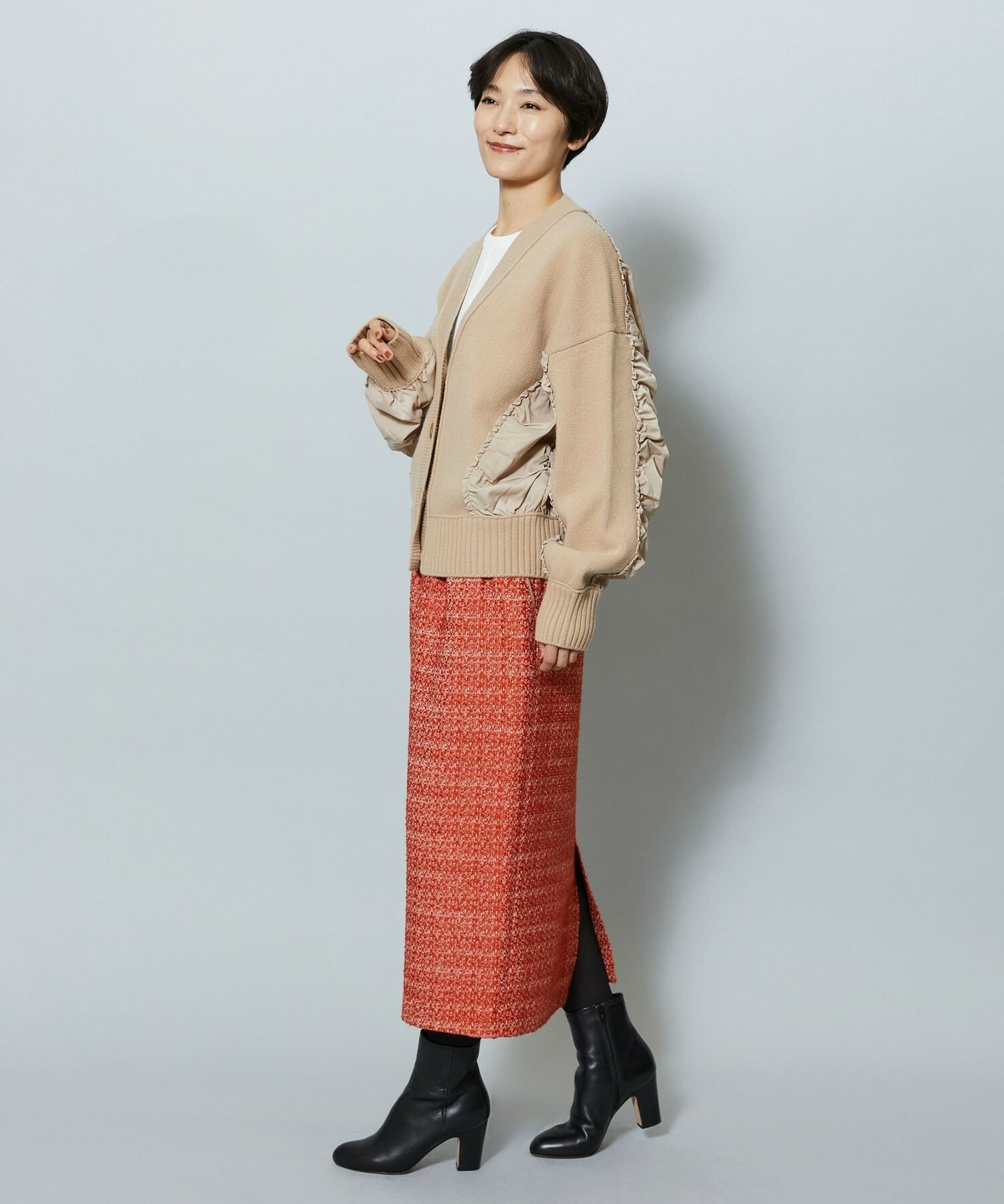 【MOGA】【Lサイズ】スラブツイードロングスカート 詳細画像 レッド 11