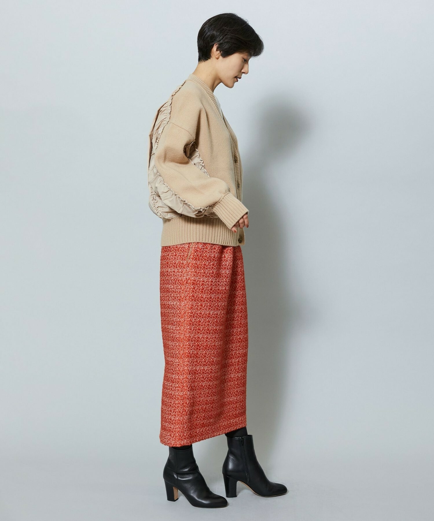 【MOGA】【Lサイズ】スラブツイードロングスカート 詳細画像 レッド 15