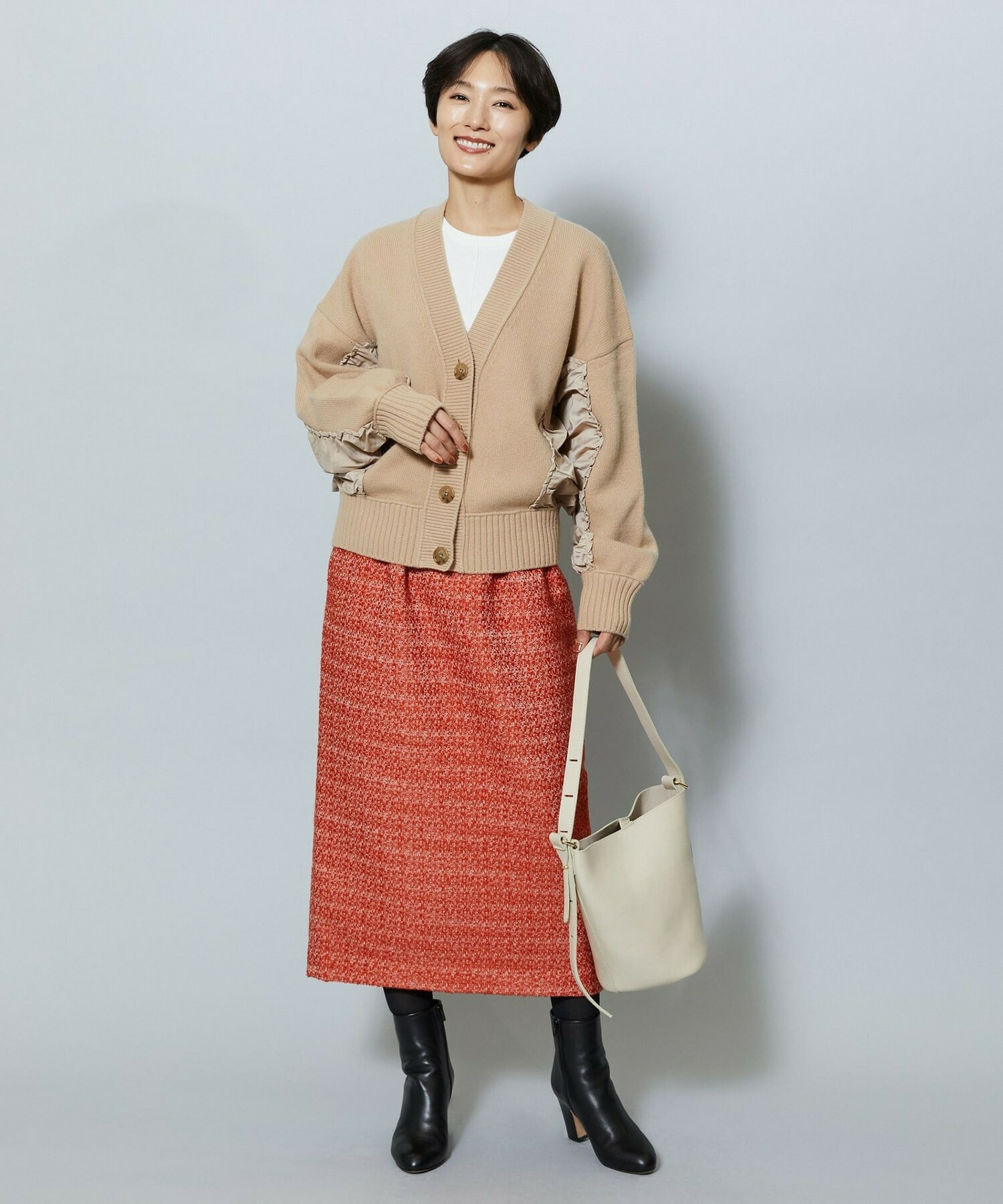 【MOGA】【Lサイズ】スラブツイードロングスカート 詳細画像 レッド 8