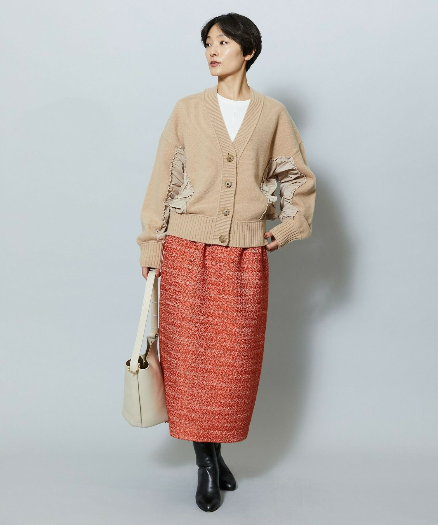 【MOGA】【Lサイズ】スラブツイードロングスカート 詳細画像 レッド 9