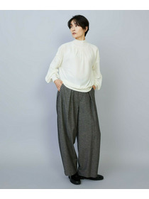 【MOGA】【Lサイズ】TOPAZギャザーパフスリーブニット 詳細画像 チャコールグレー 8