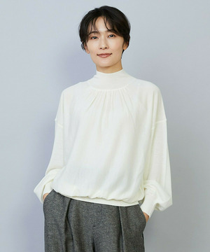 【MOGA】【Lサイズ】TOPAZギャザーパフスリーブニット 詳細画像 オフホワイト 2