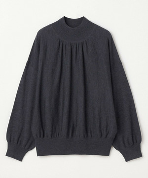 【MOGA】【Lサイズ】TOPAZギャザーパフスリーブニット 詳細画像 チャコールグレー 1