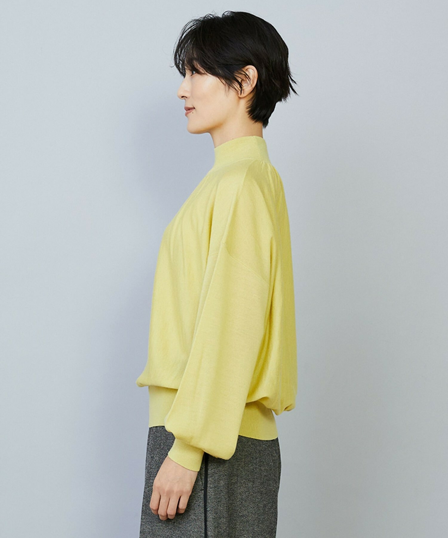 【MOGA】【Lサイズ】TOPAZギャザーパフスリーブニット 詳細画像 チャコールグレー 21