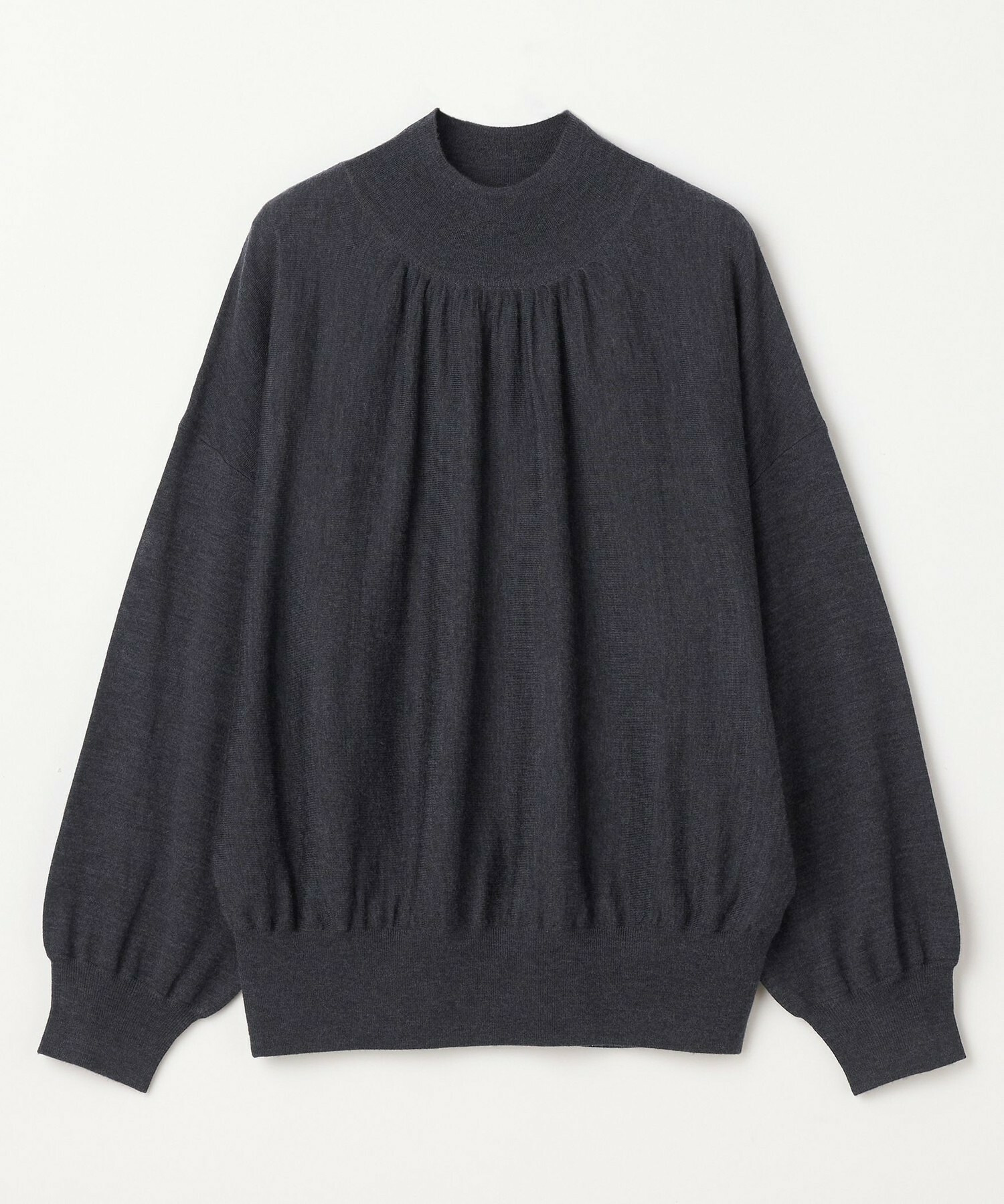 【MOGA】【Lサイズ】TOPAZギャザーパフスリーブニット 詳細画像 チャコールグレー 1