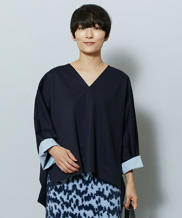 【Lサイズ】TAツイルVネックドルマンスリーブトップス 詳細画像 ネイビー 2