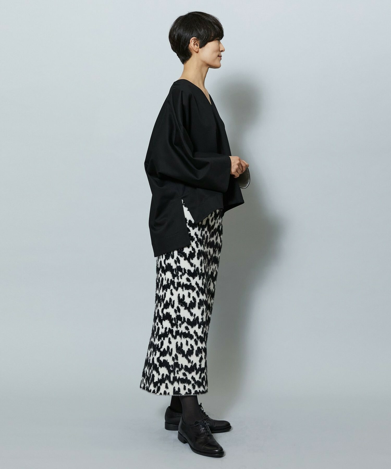 【MOGA】【Lサイズ】TAツイルVネックドルマンスリーブトップス 詳細画像 ブラック 12