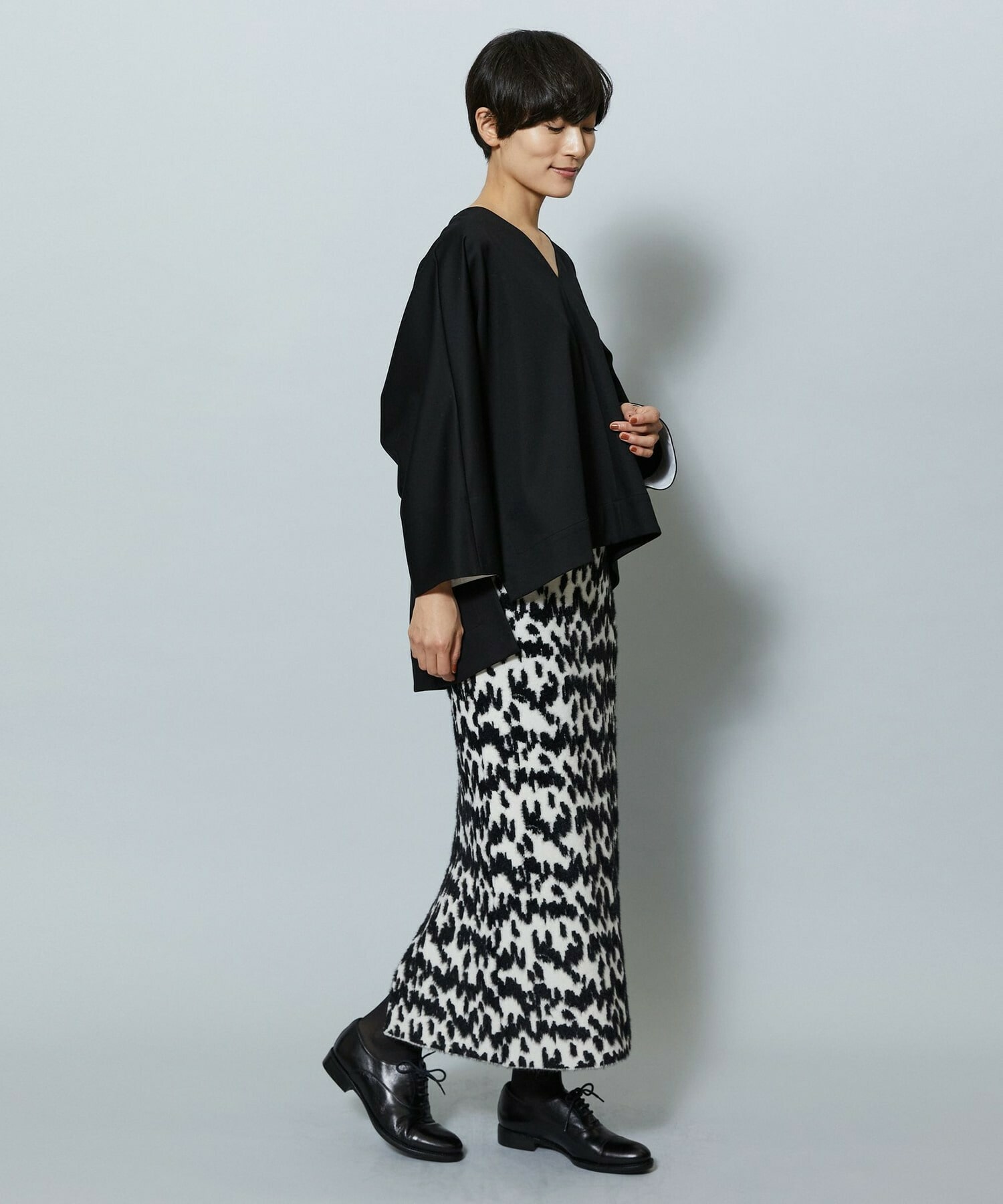 【MOGA】【Lサイズ】TAツイルVネックドルマンスリーブトップス 詳細画像 ブラック 13