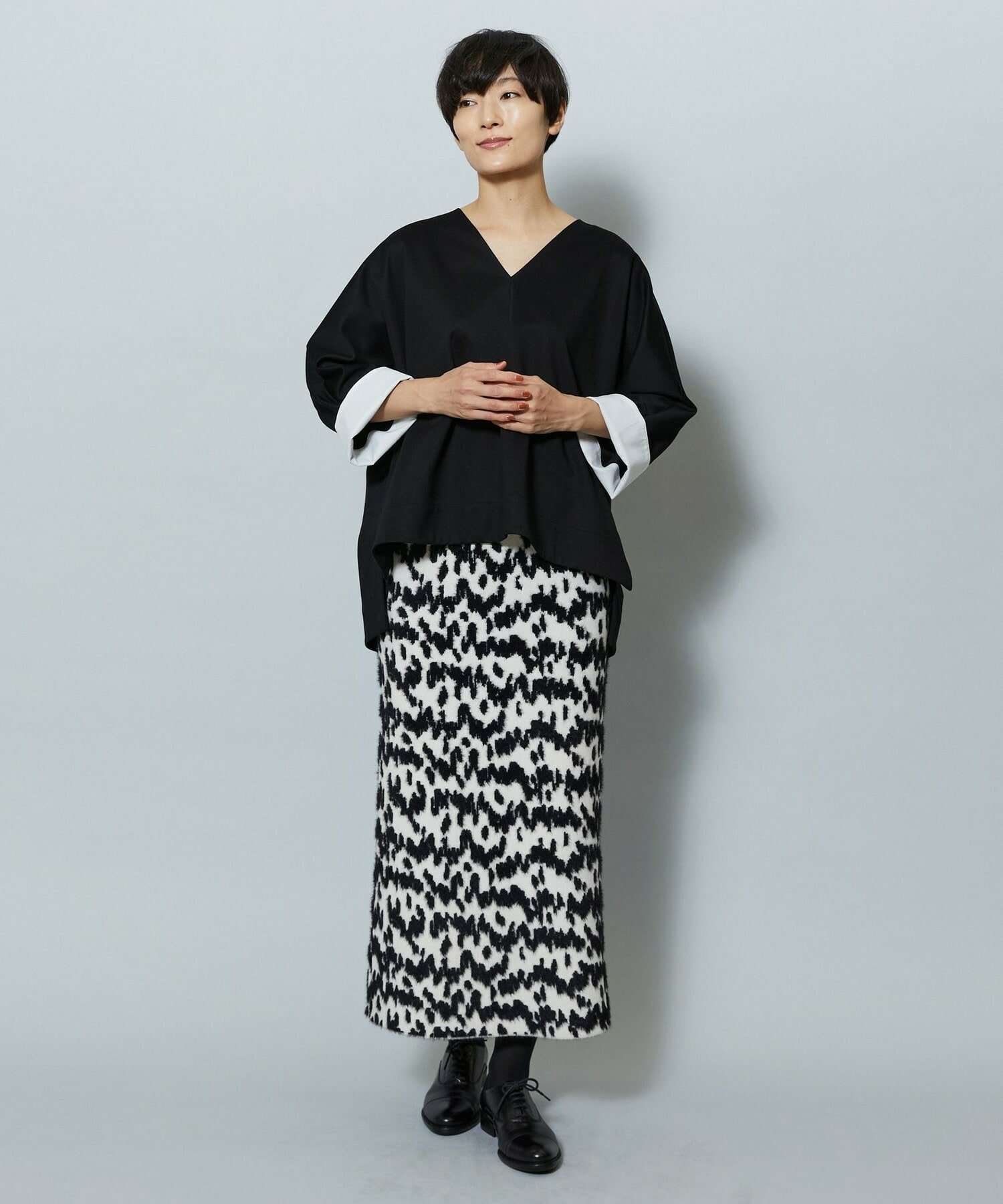 【MOGA】【Lサイズ】TAツイルVネックドルマンスリーブトップス 詳細画像 ブラック 14