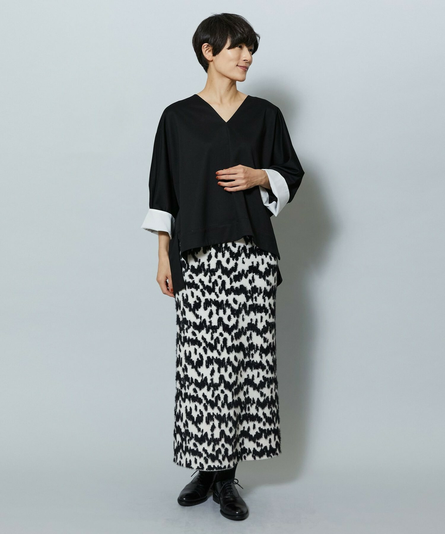 【MOGA】【Lサイズ】TAツイルVネックドルマンスリーブトップス 詳細画像 ブラック 16