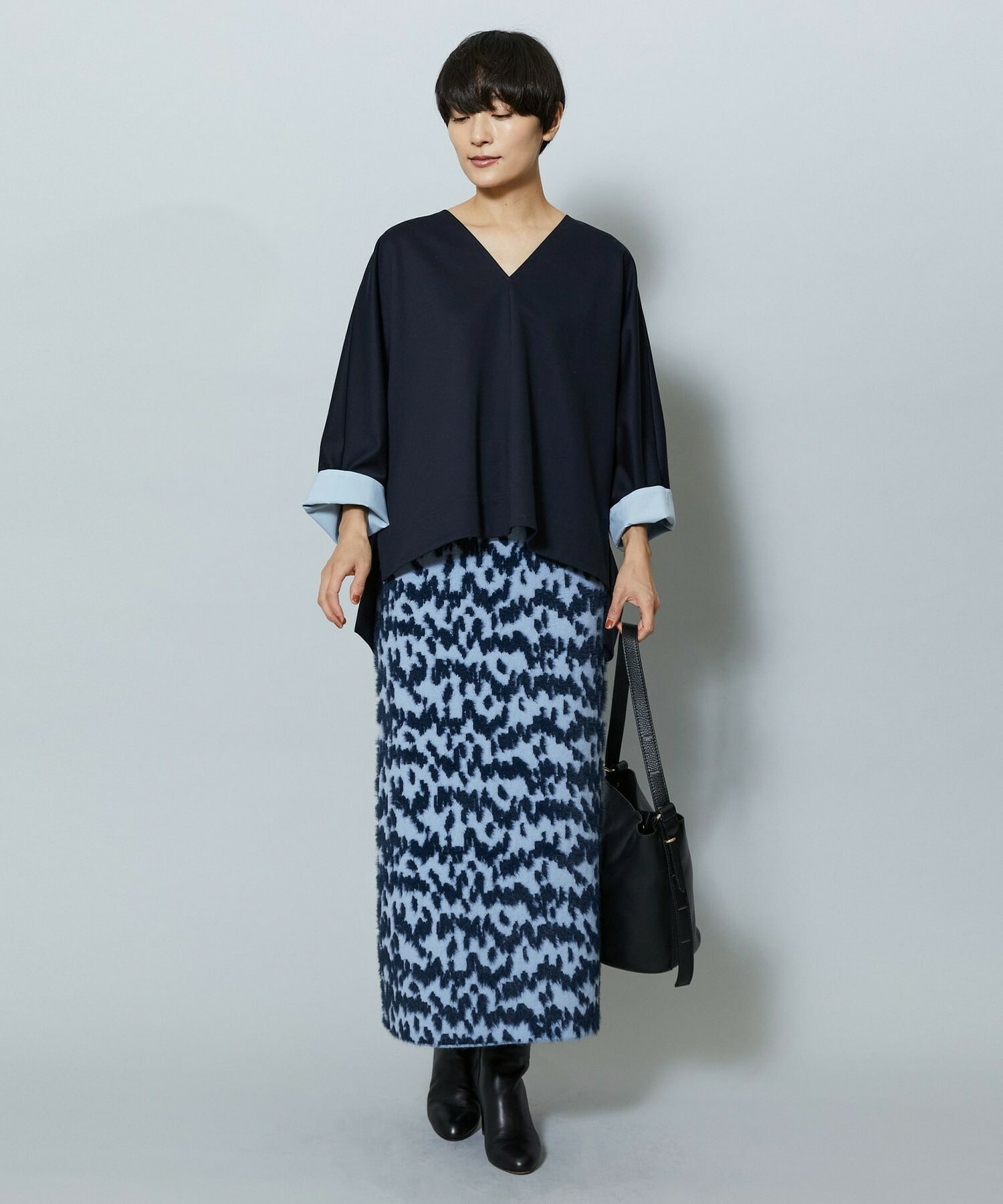 【MOGA】【Lサイズ】TAツイルVネックドルマンスリーブトップス 詳細画像 ブラック 17