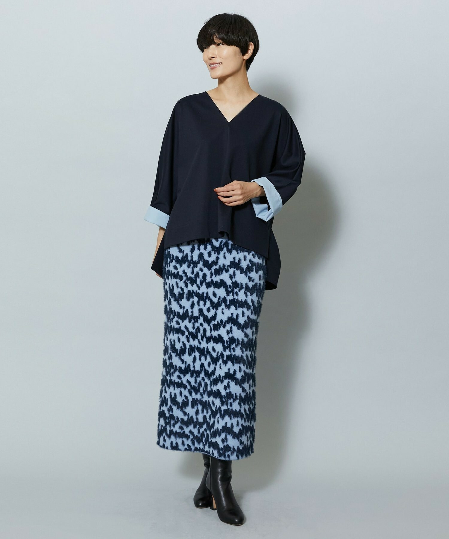 【MOGA】【Lサイズ】TAツイルVネックドルマンスリーブトップス 詳細画像 ブラック 19