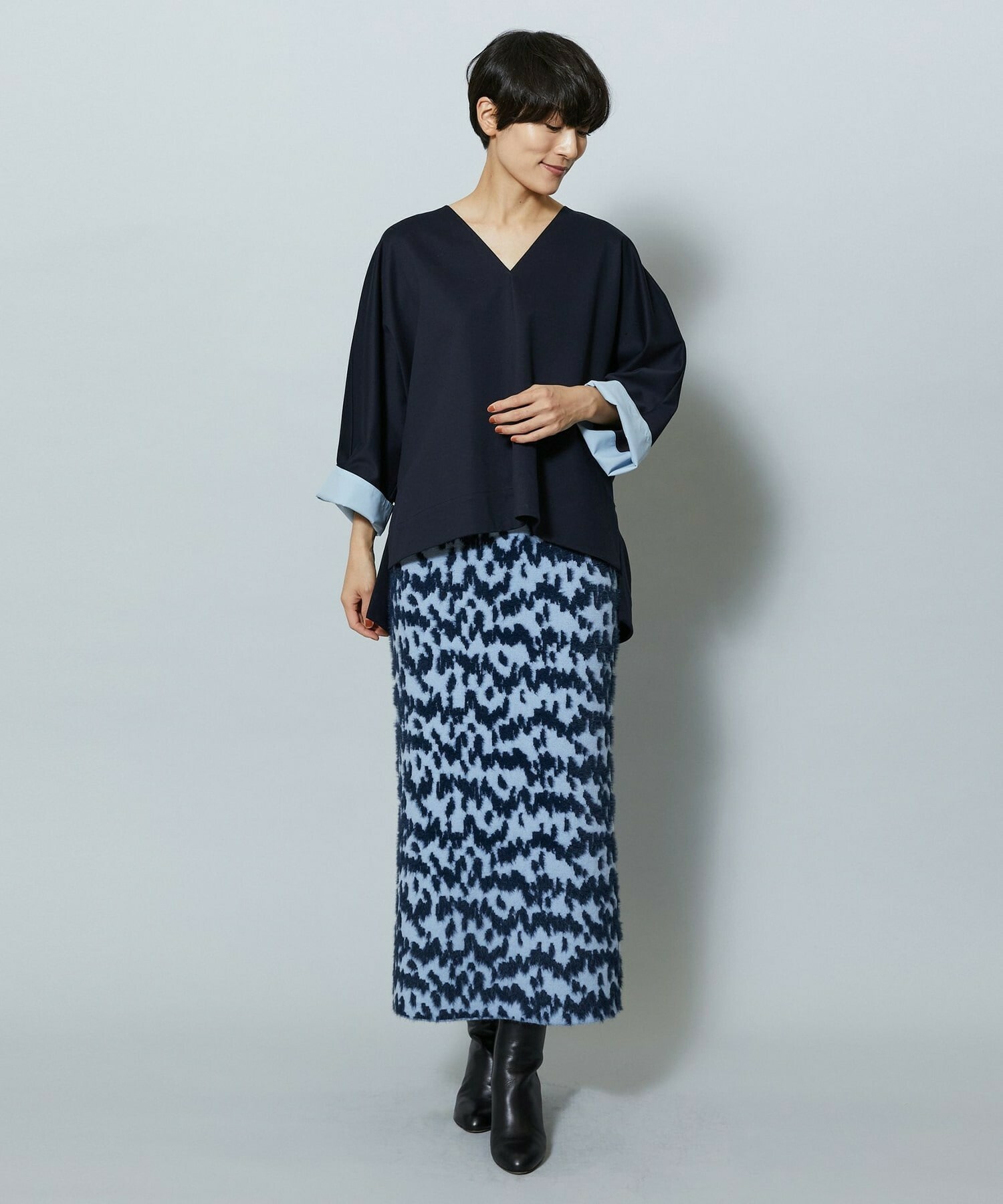 【MOGA】【Lサイズ】TAツイルVネックドルマンスリーブトップス 詳細画像 ブラック 25