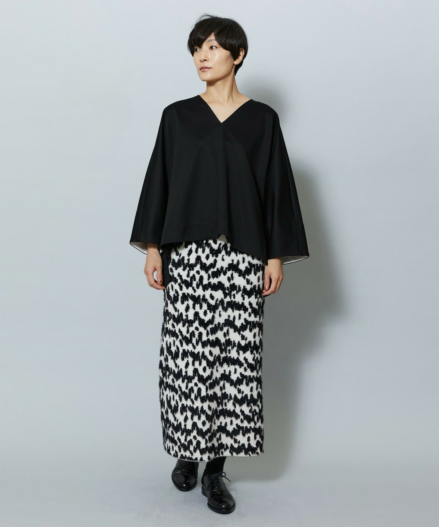 【MOGA】【Lサイズ】TAツイルVネックドルマンスリーブトップス 詳細画像 ブラック 6