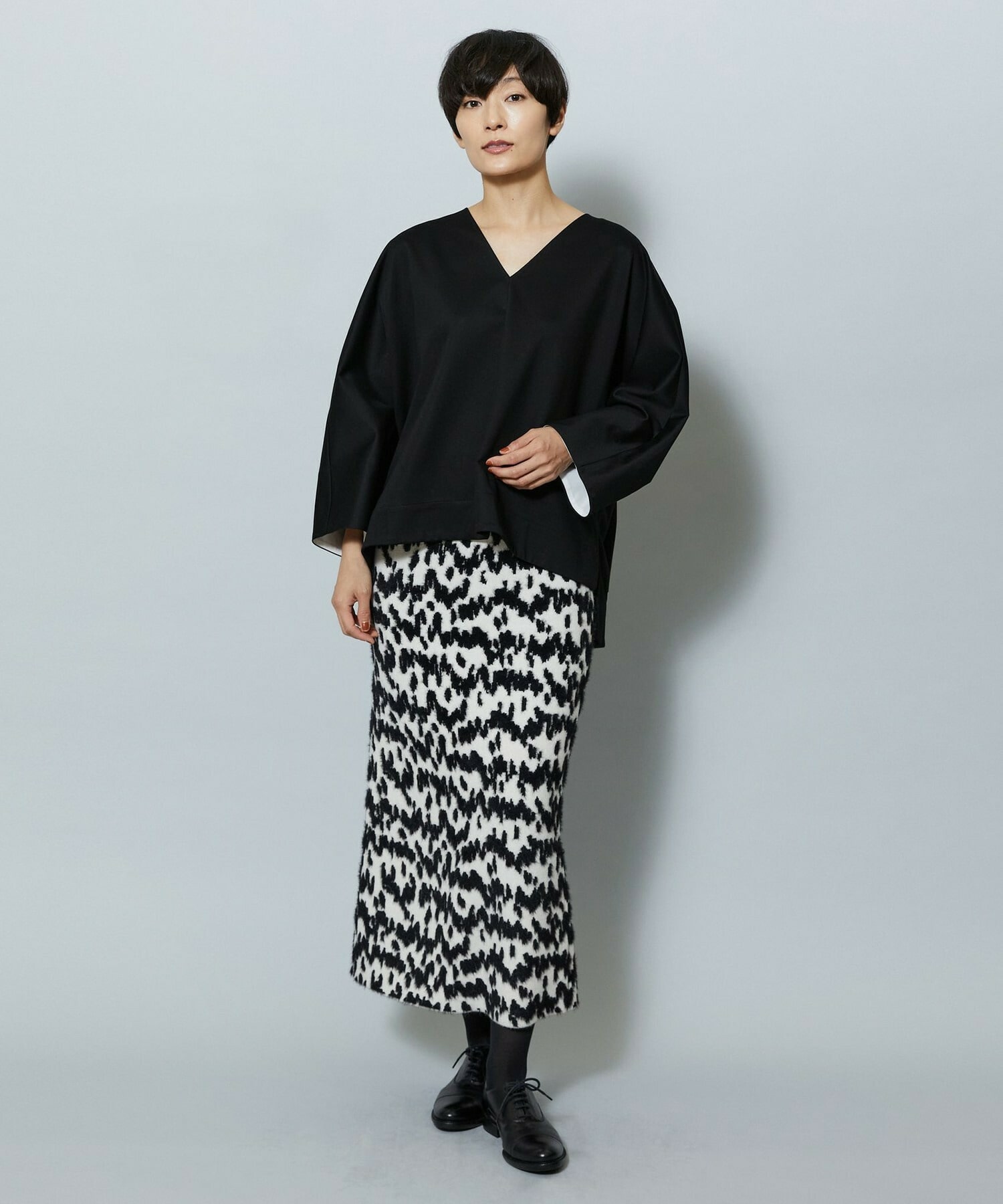 【MOGA】【Lサイズ】TAツイルVネックドルマンスリーブトップス 詳細画像 ブラック 7