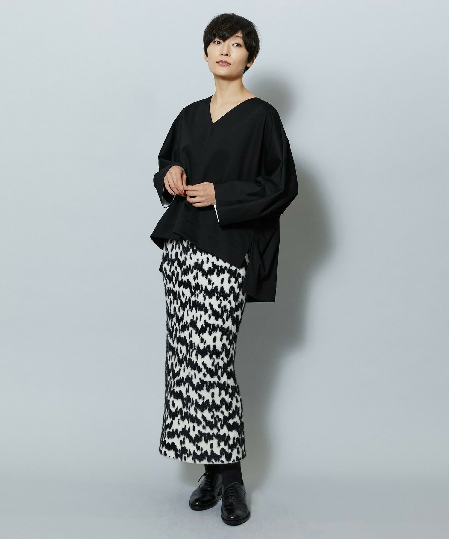 【MOGA】【Lサイズ】TAツイルVネックドルマンスリーブトップス 詳細画像 ブラック 8