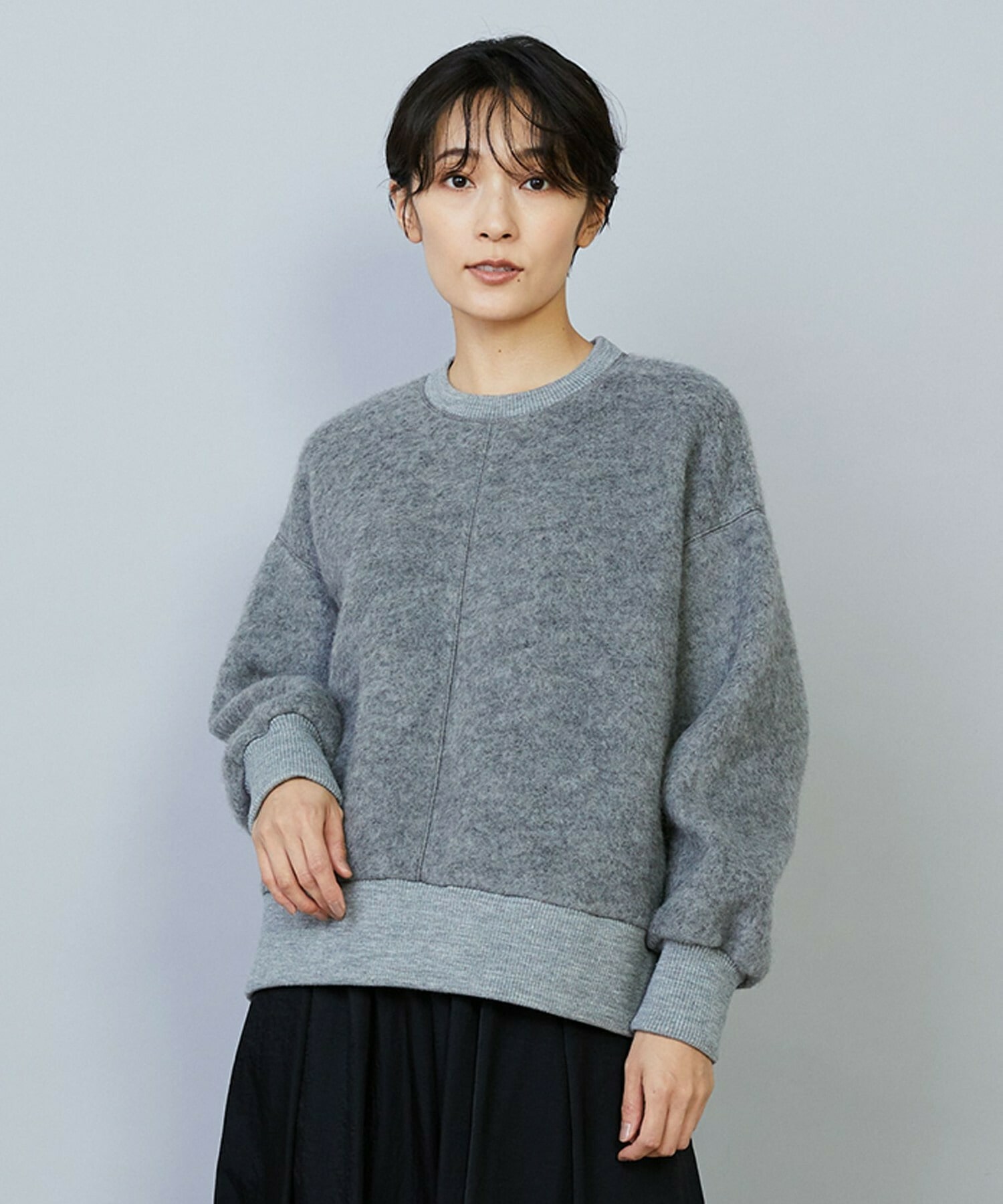 【MOGA】【Lサイズ】ウールシャギージャージートップス 詳細画像 ライトグレー 2