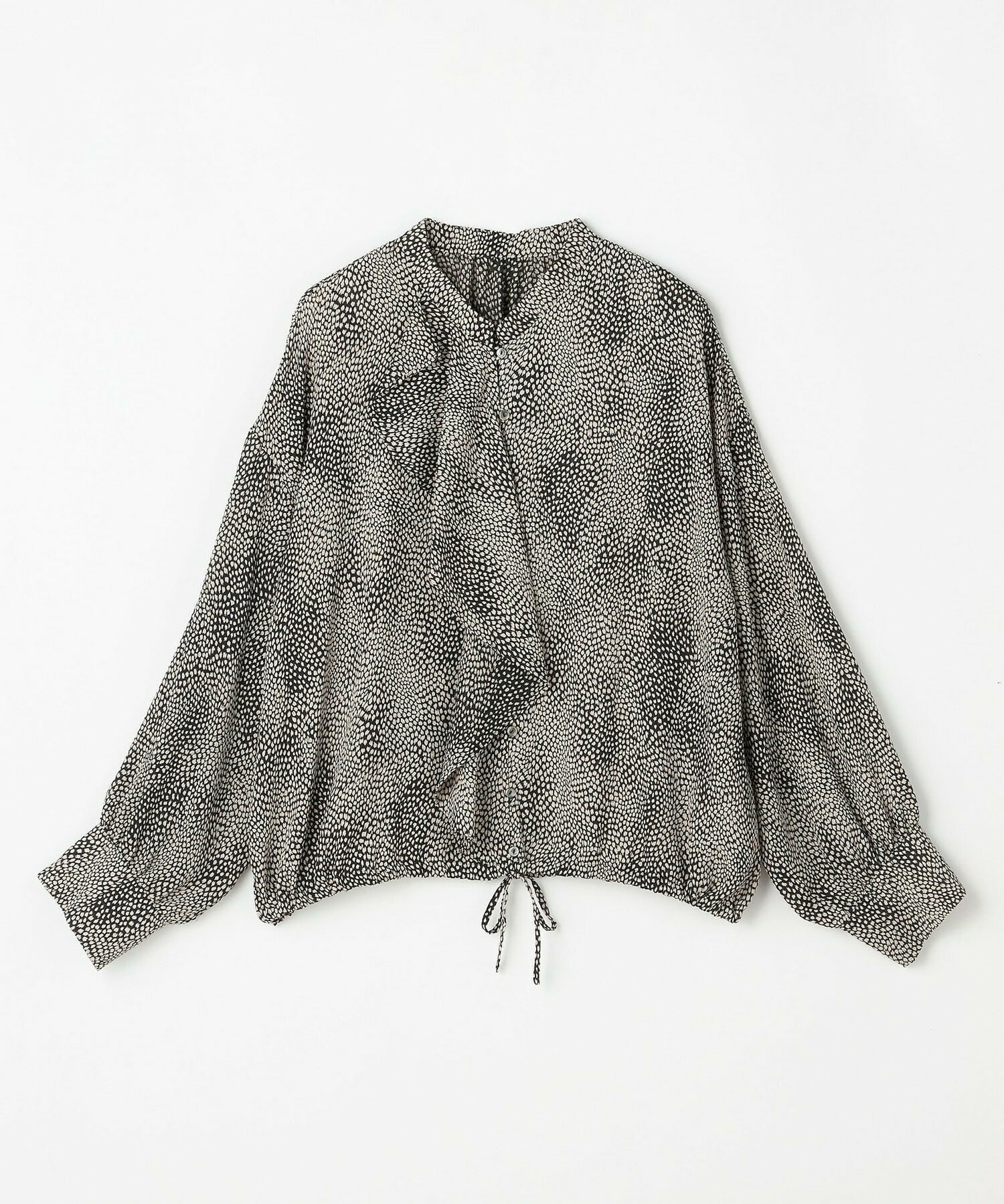 【feerique】【Lサイズ】feerique ジョーゼットプリントフリルブラウス 詳細画像 ブラック系その他 1