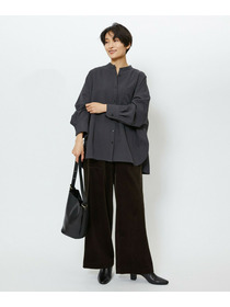 【feerique】【Lサイズ】feerique ウールライクストライプオーバーサイズシャツ 詳細画像 ブラウン 7