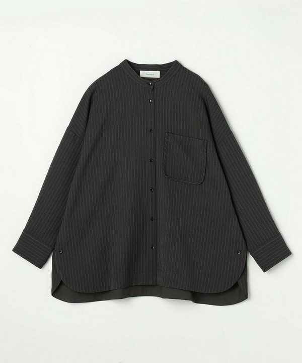 【feerique】【Lサイズ】feerique ウールライクストライプオーバーサイズシャツ