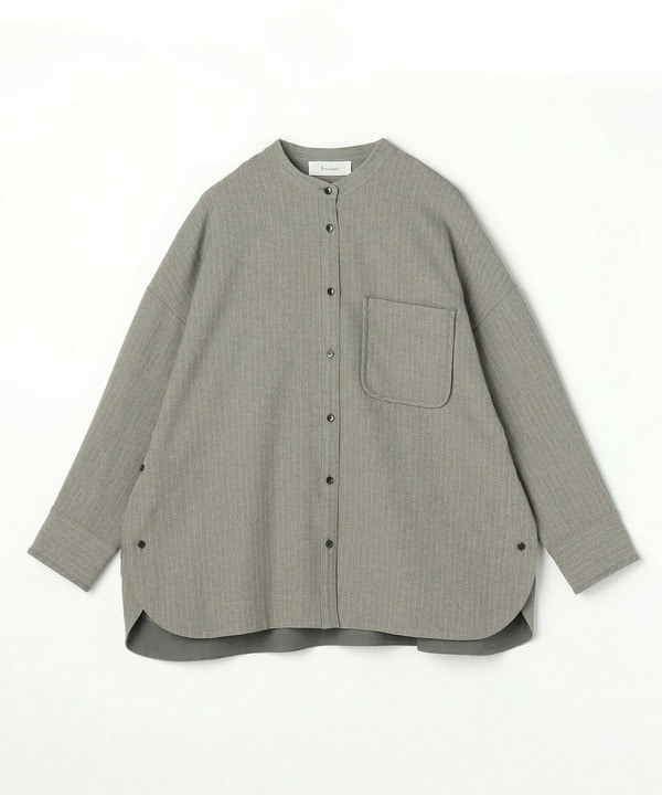 【feerique】【Lサイズ】feerique ウールライクストライプオーバーサイズシャツ