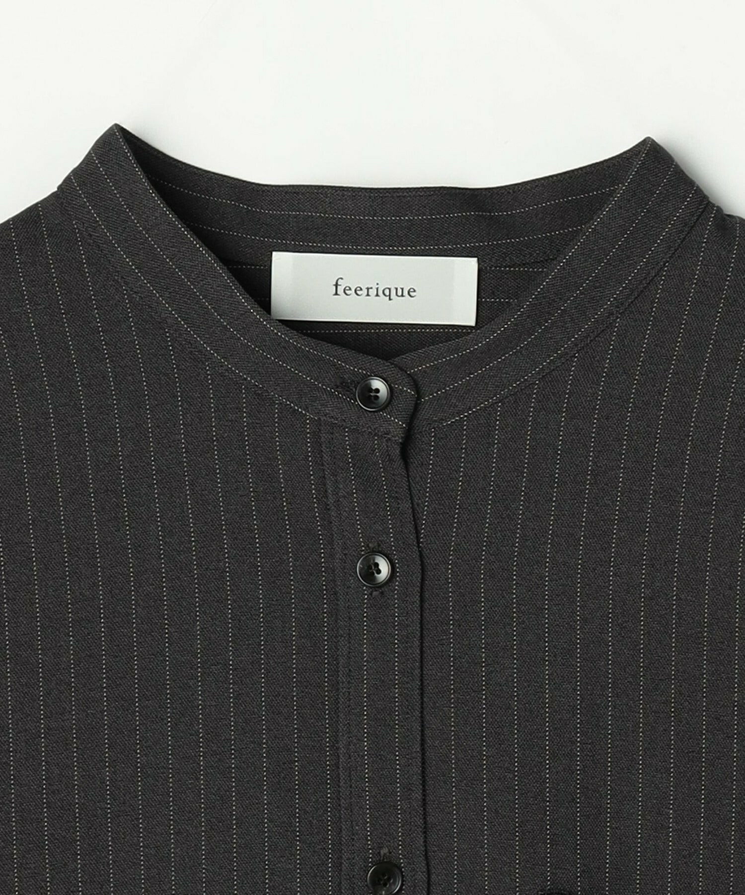 【feerique】【Lサイズ】feerique ウールライクストライプオーバーサイズシャツ 詳細画像 ブラウン 1