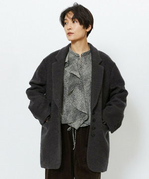 【feerique】【Lサイズ】feerique モヘアシャギーテーラードコート 詳細画像 チャコールグレー 2